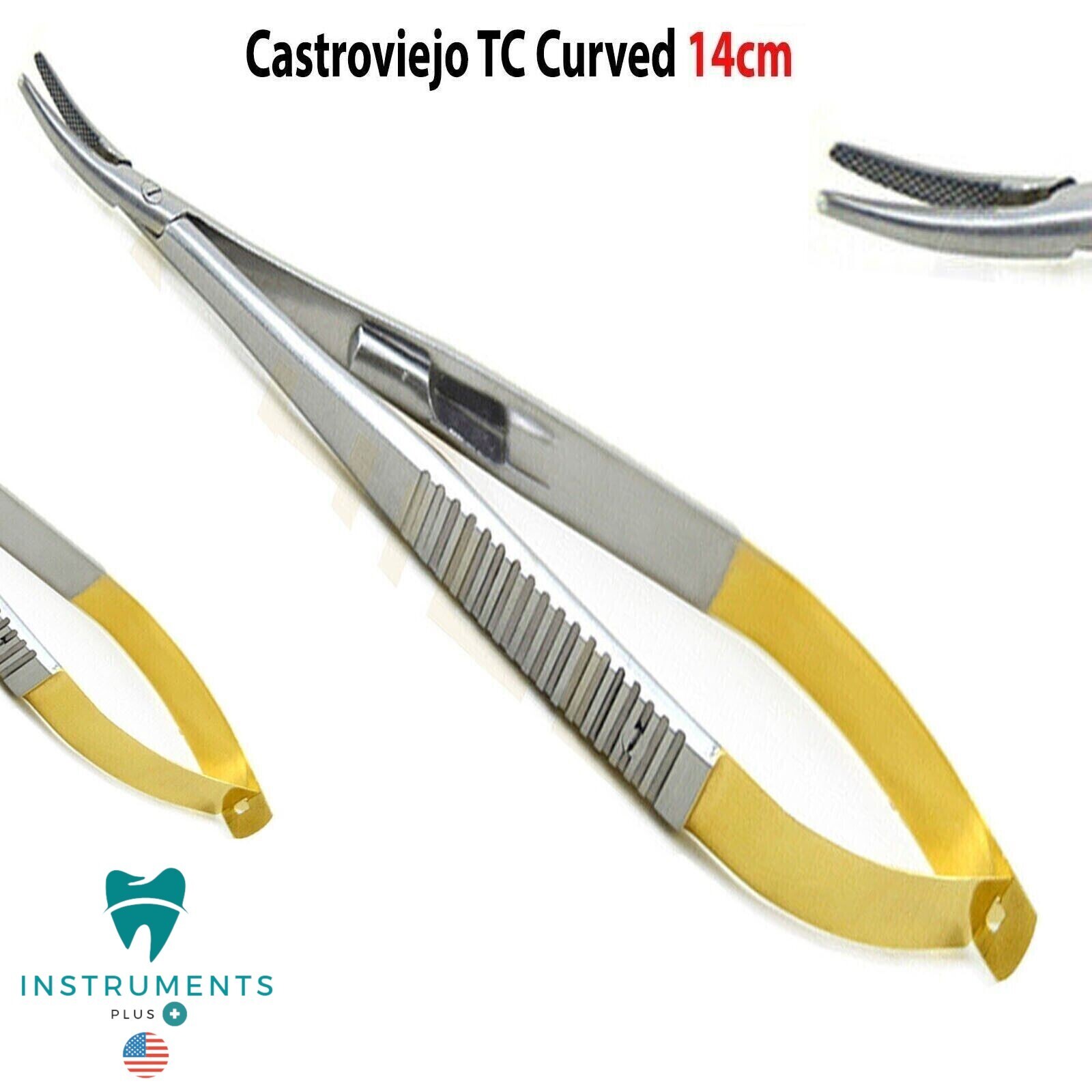 Microsurgical Surgery Castroviejo Needle Holder TC Dental Suture Forceps Curved