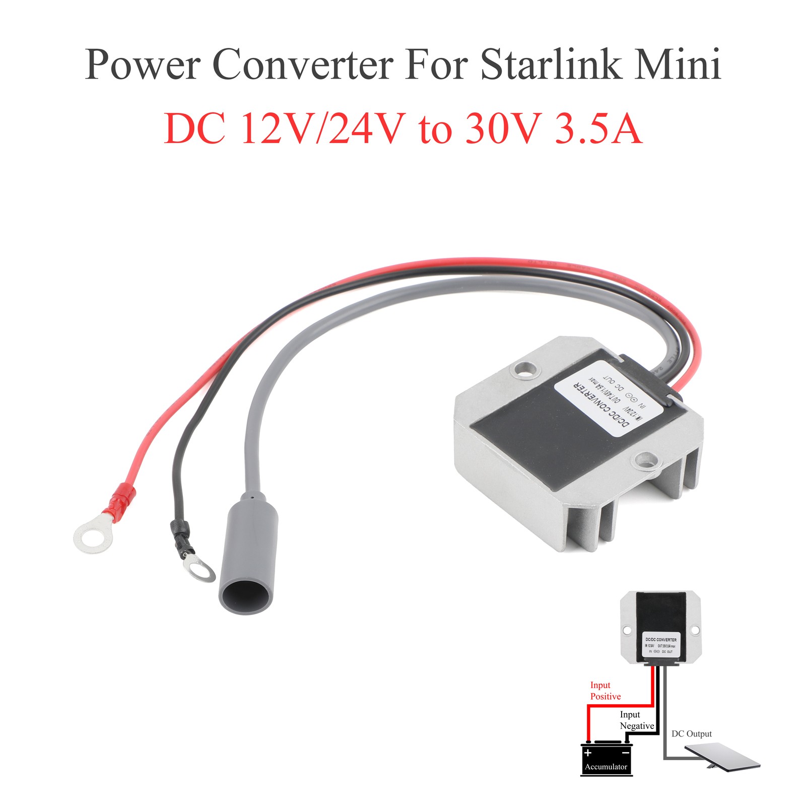 For Starlink Mini Step Up Converter DC 12V/24V to 30V 3.5A Power Cable