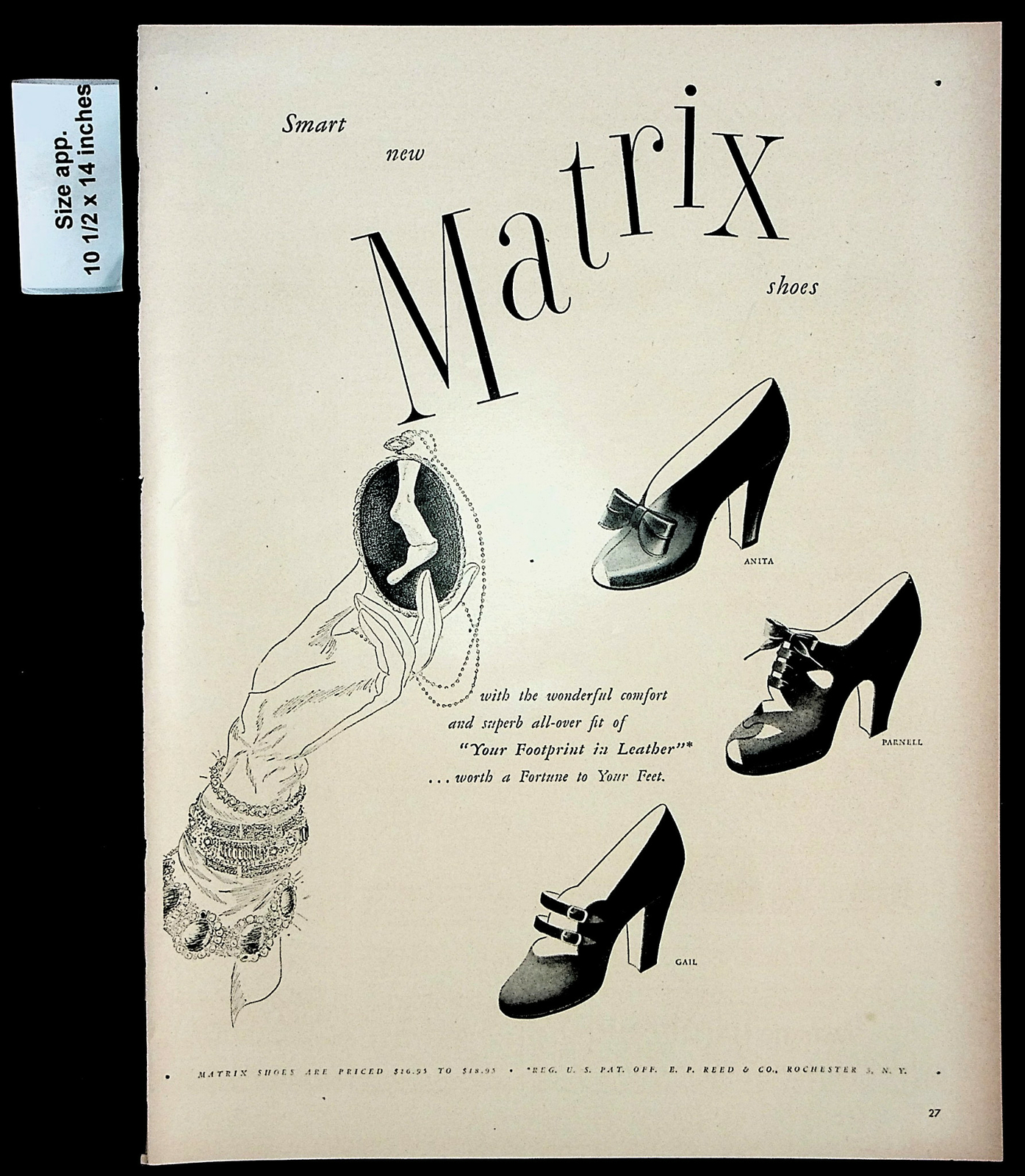 1948 Matrix Shoes Women Heels Fashion Clothing Leather Vintage Print Ad 28935