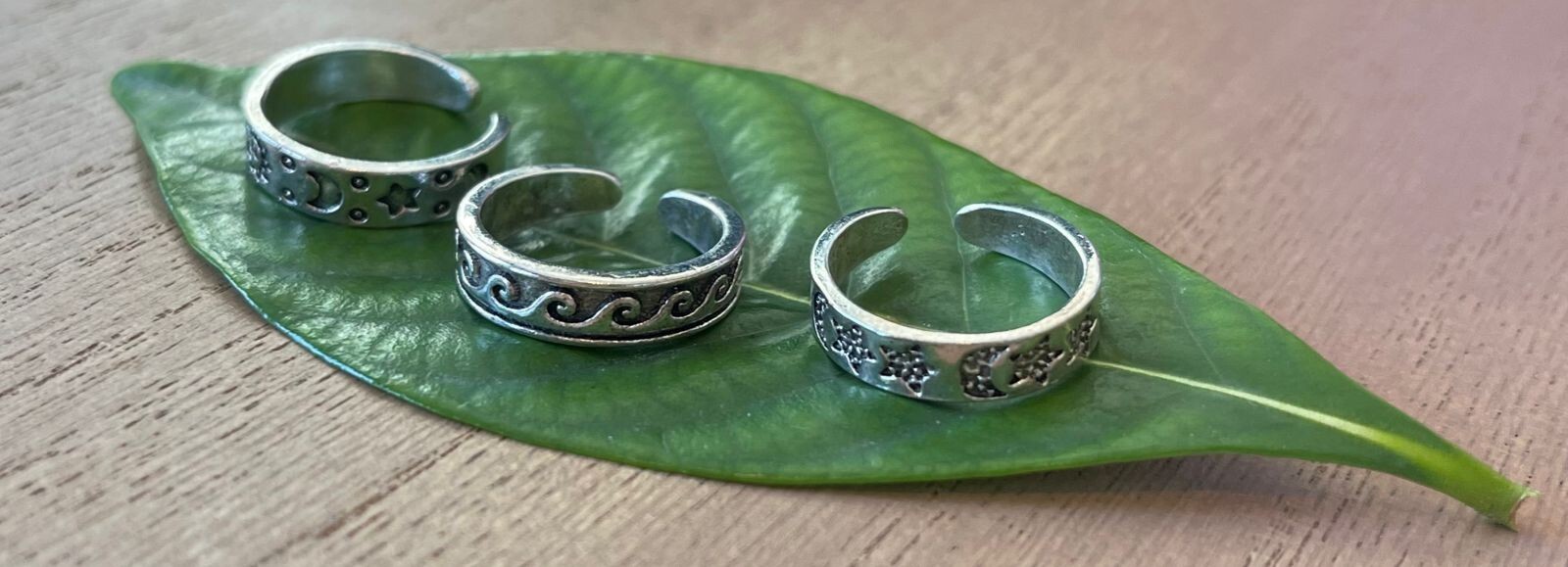 SILVER TONE Toe Finger Tip Ring Lot Of 3
