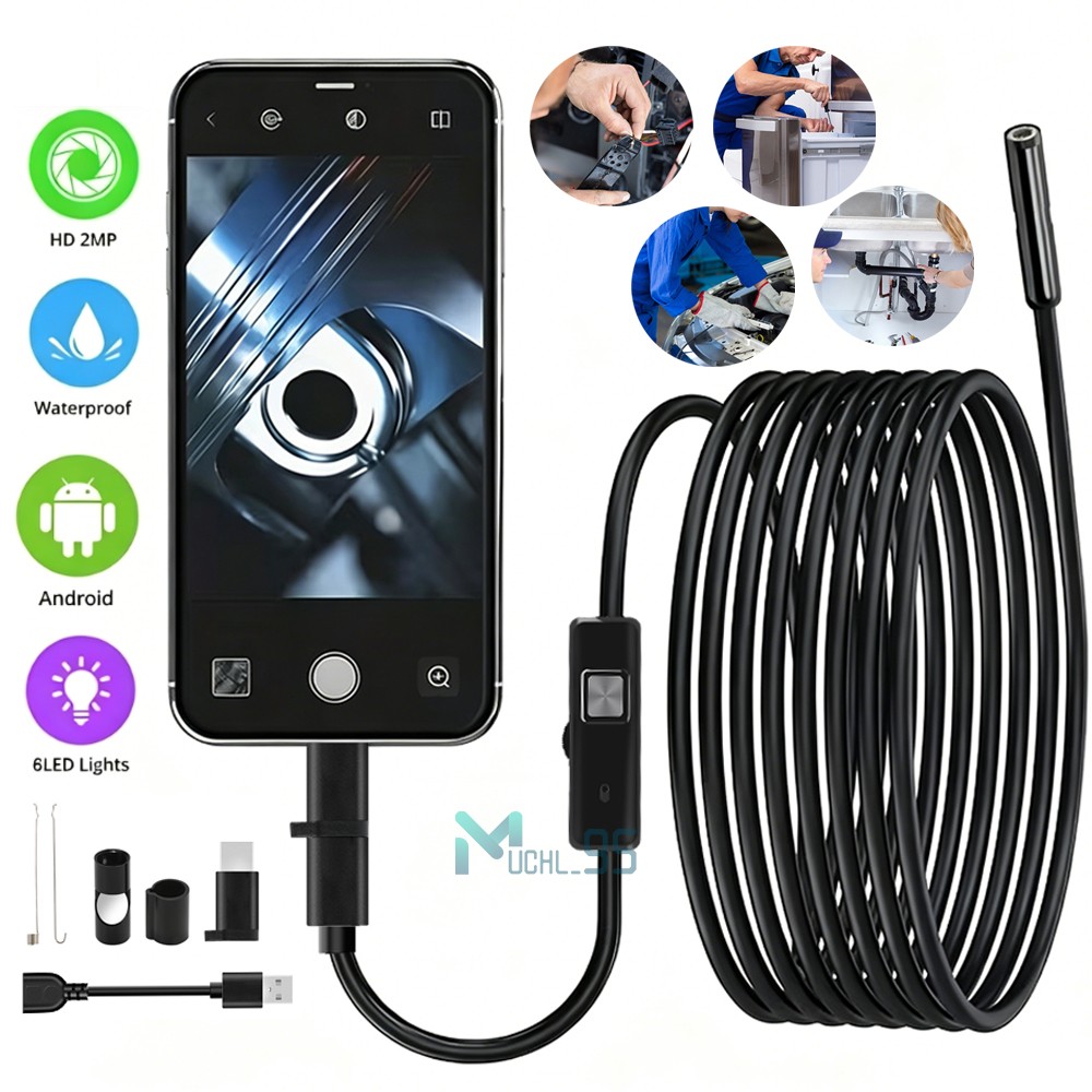 5M Endoscope Camera with Light HD Borescope Inspection Snake Camera Waterproof