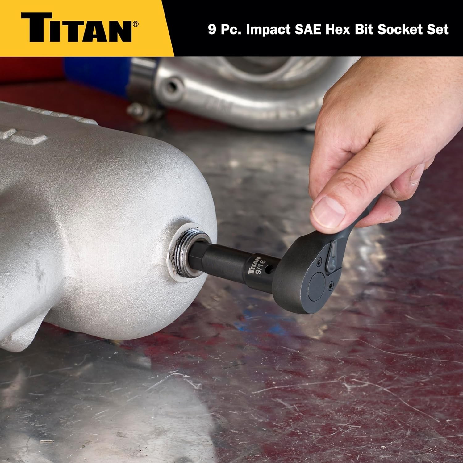 Titan Tools 9-Piece Impact SAE Hex Bit Socket Set (49010)