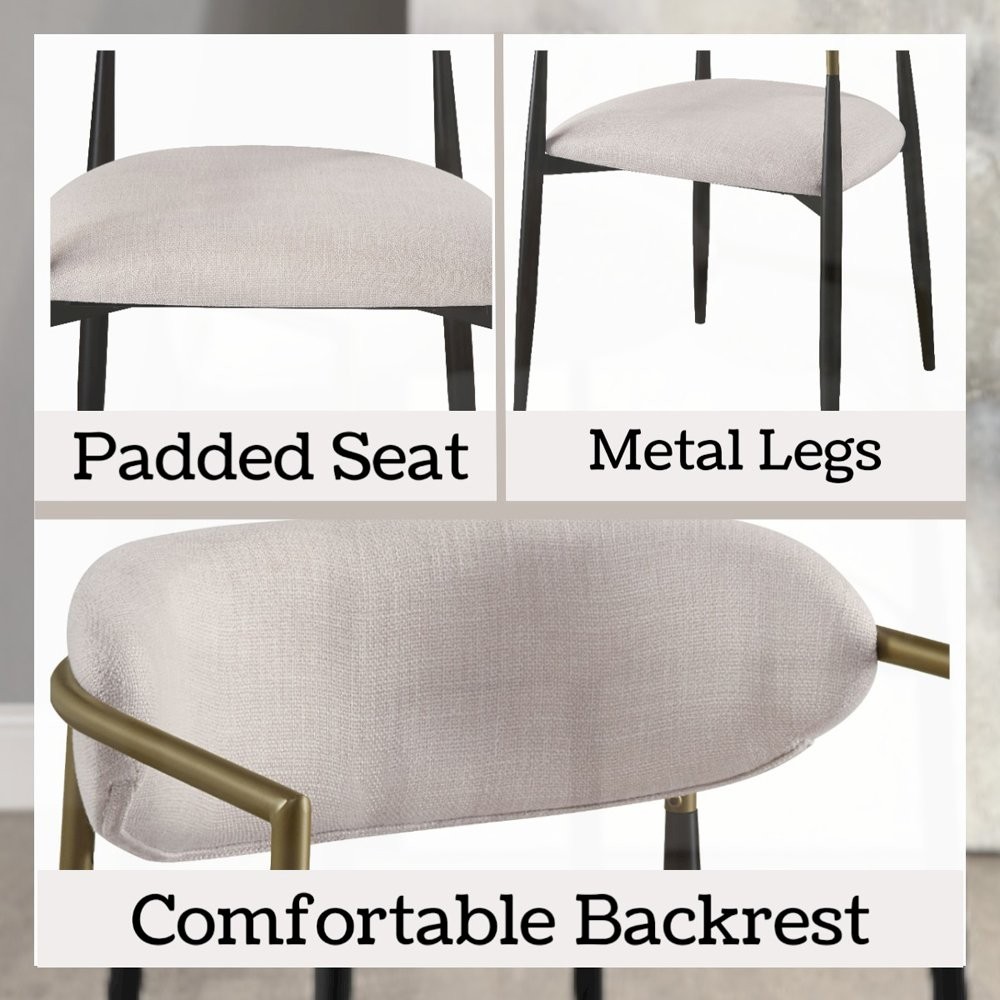 Jaramillo Arm Chair (Set-2) Beige Linen & Black