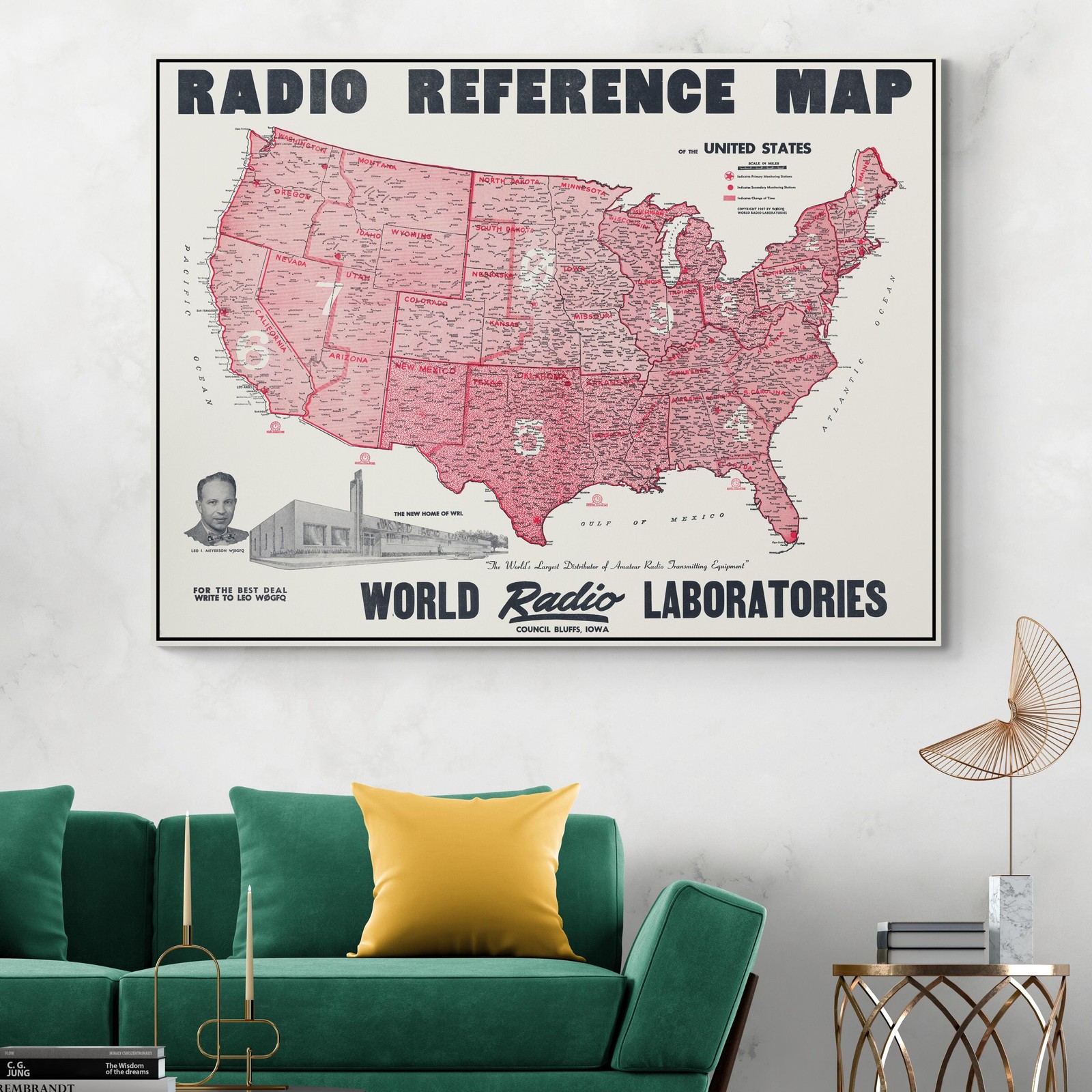 1947 Radio Map of USA – AM Broadcast Coverage, Frequency Zones & Transmission