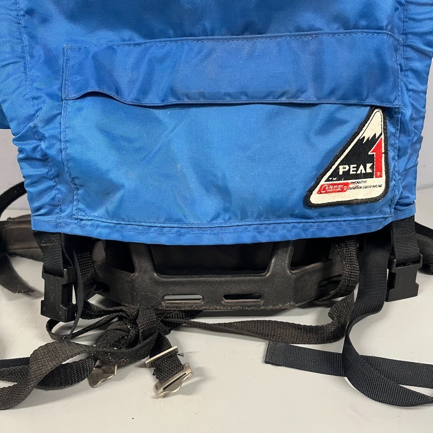 Vintage Coleman Peak 1 External Frame Hiking Backpack Blue Camping Pack Large