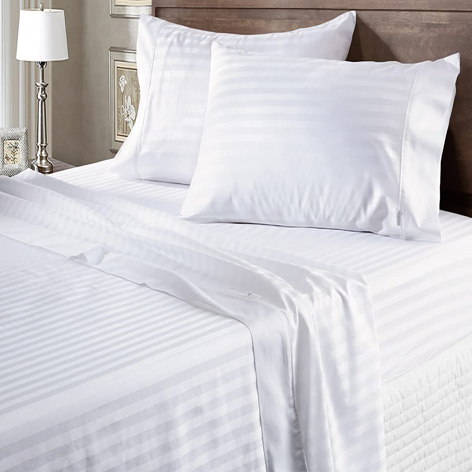 Extra Depth Pocket 1000 TC/1200 TC Organic Cotton White Stripes Select Item