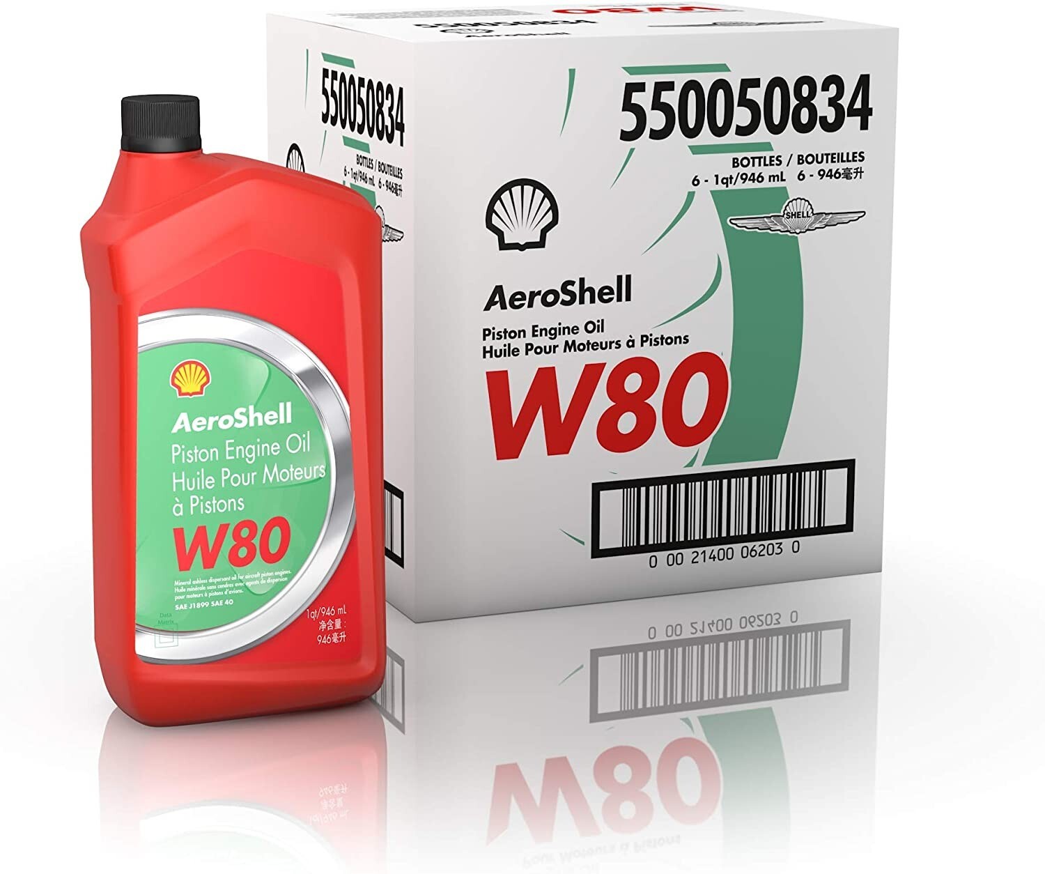 AEROSHELL AVIATION OIL W80 Case of 6 Quarts