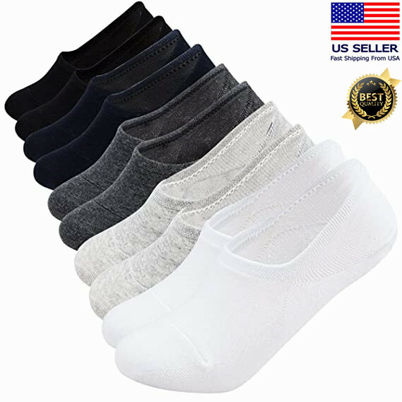 3-12 Pairs Men's Nonslip Invisible Plain No Show Boat Low Cut Socks Size 9-13
