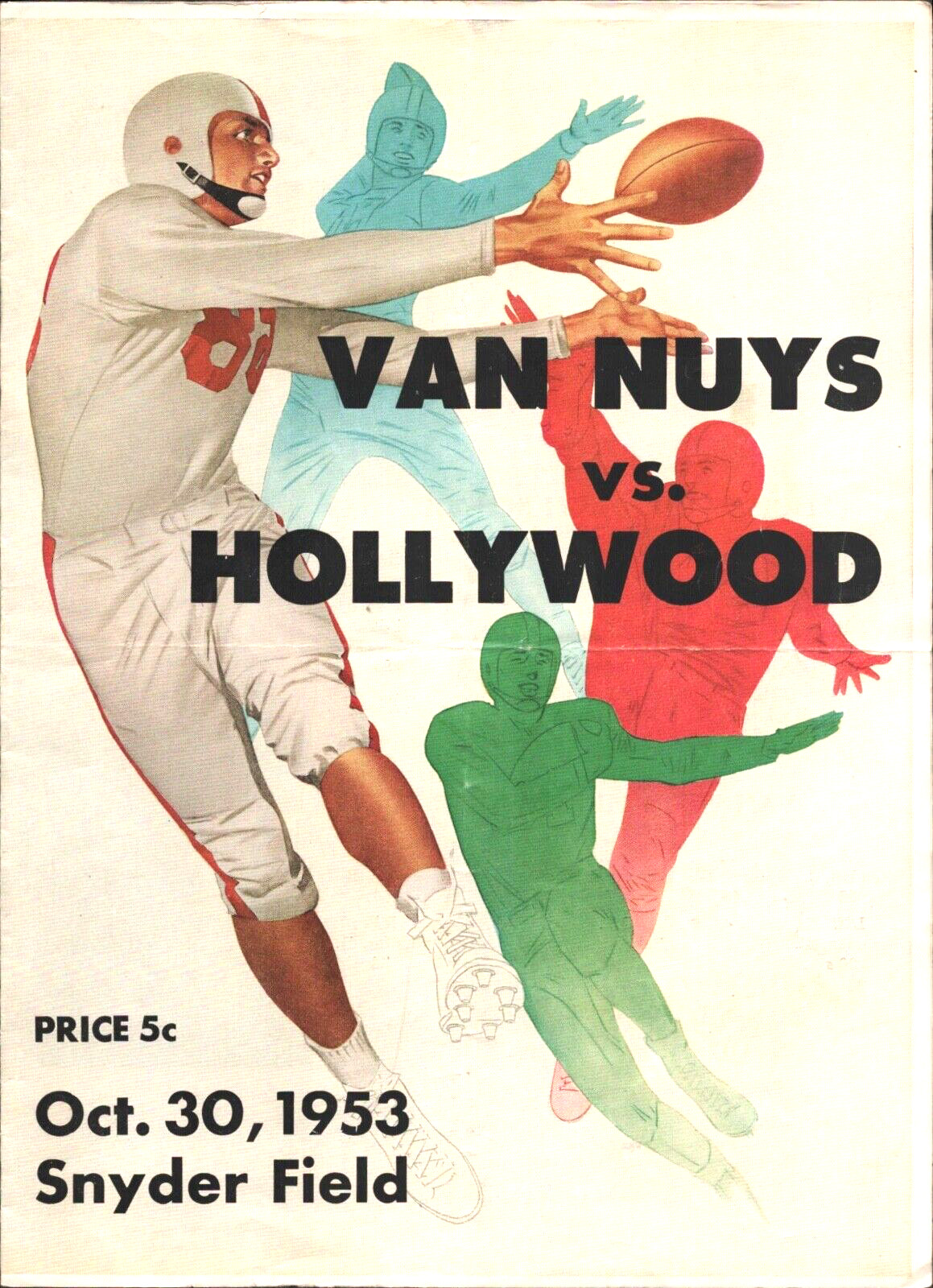 1953 Oct 30  HOLLYWOOD vs VAN NUYS California H.S. football program COCA-COLA