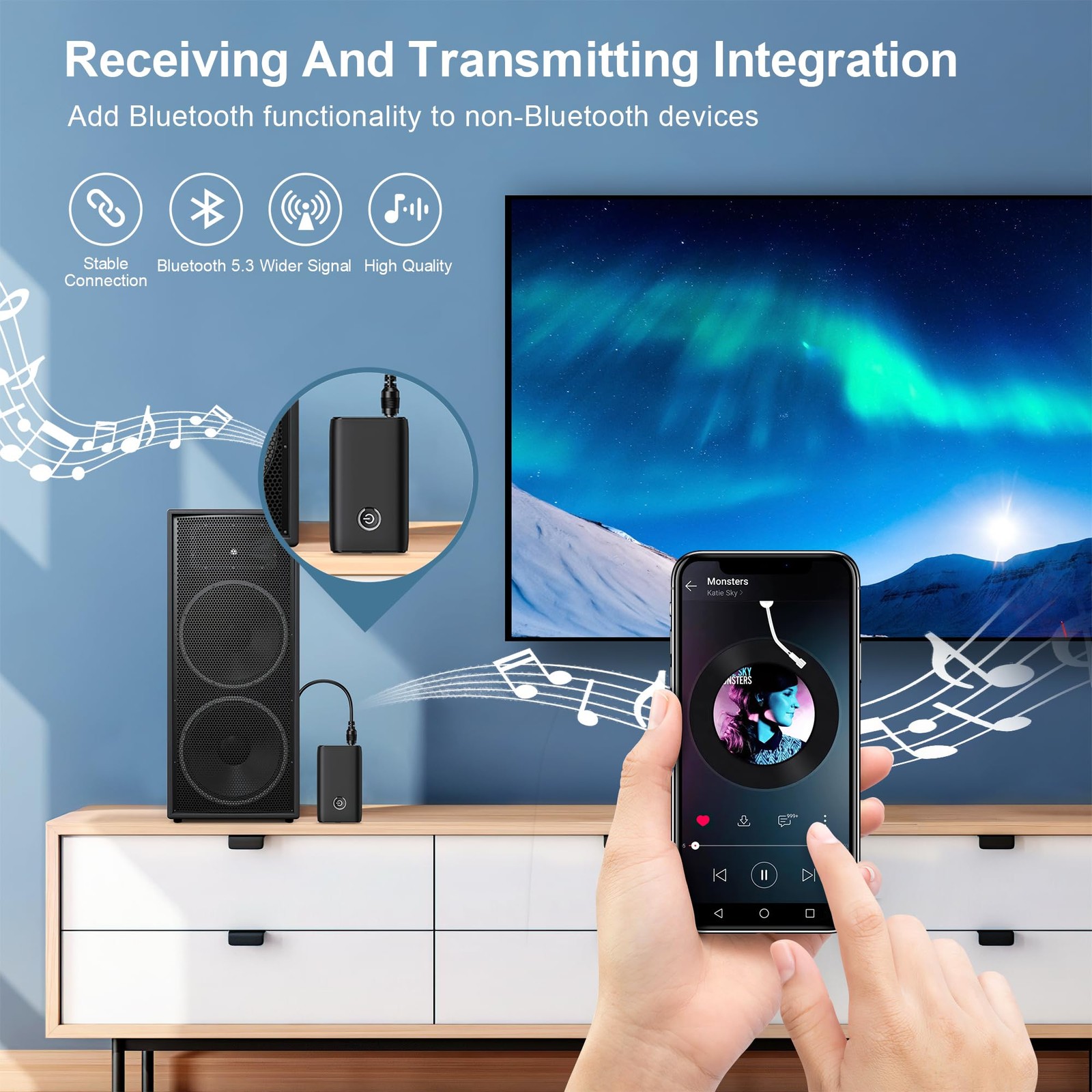 Bluetooth 5.3 Aux Adapter for Car, Bluetooth Transmitter for TV