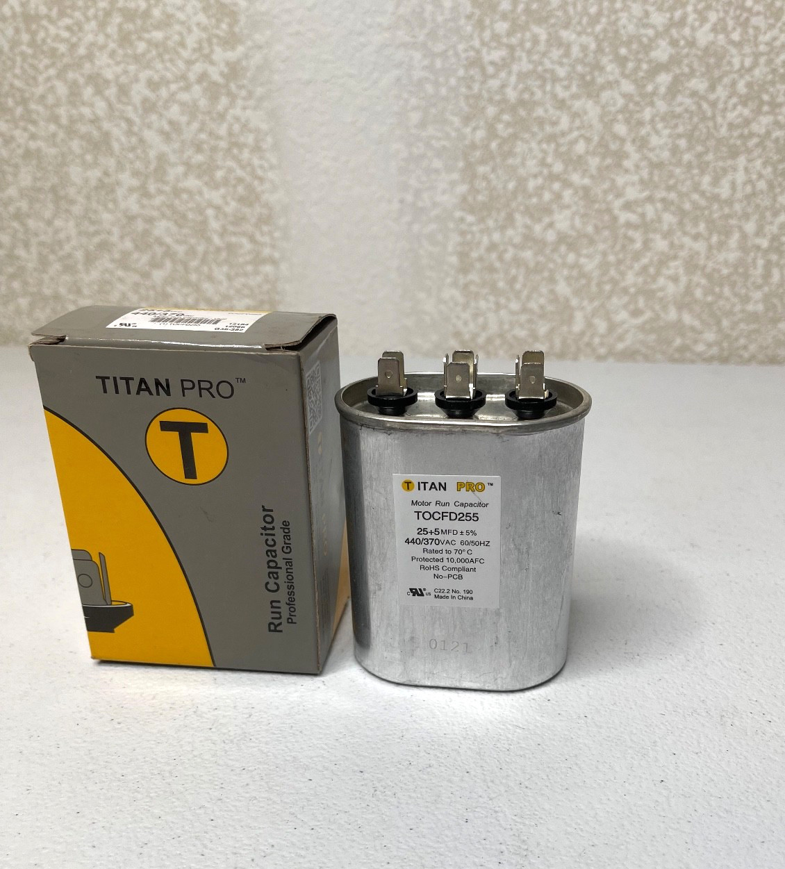 Titan Pro TOCFD255 Motor Run Capacitor 25+5MFD 440/370VAC