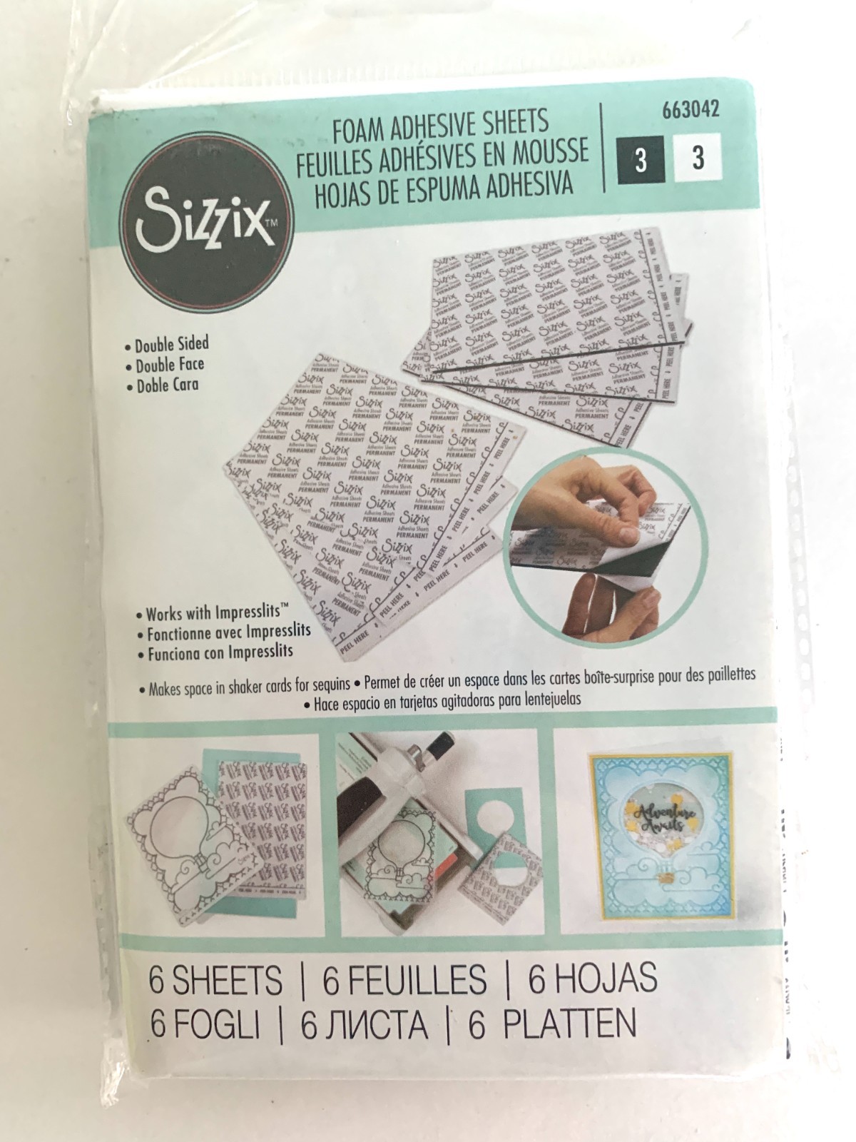 Sizzix Foam Adhesive Sheets 663042 6 Double-sided Sheets 3 Black 3 White 4" x 6"