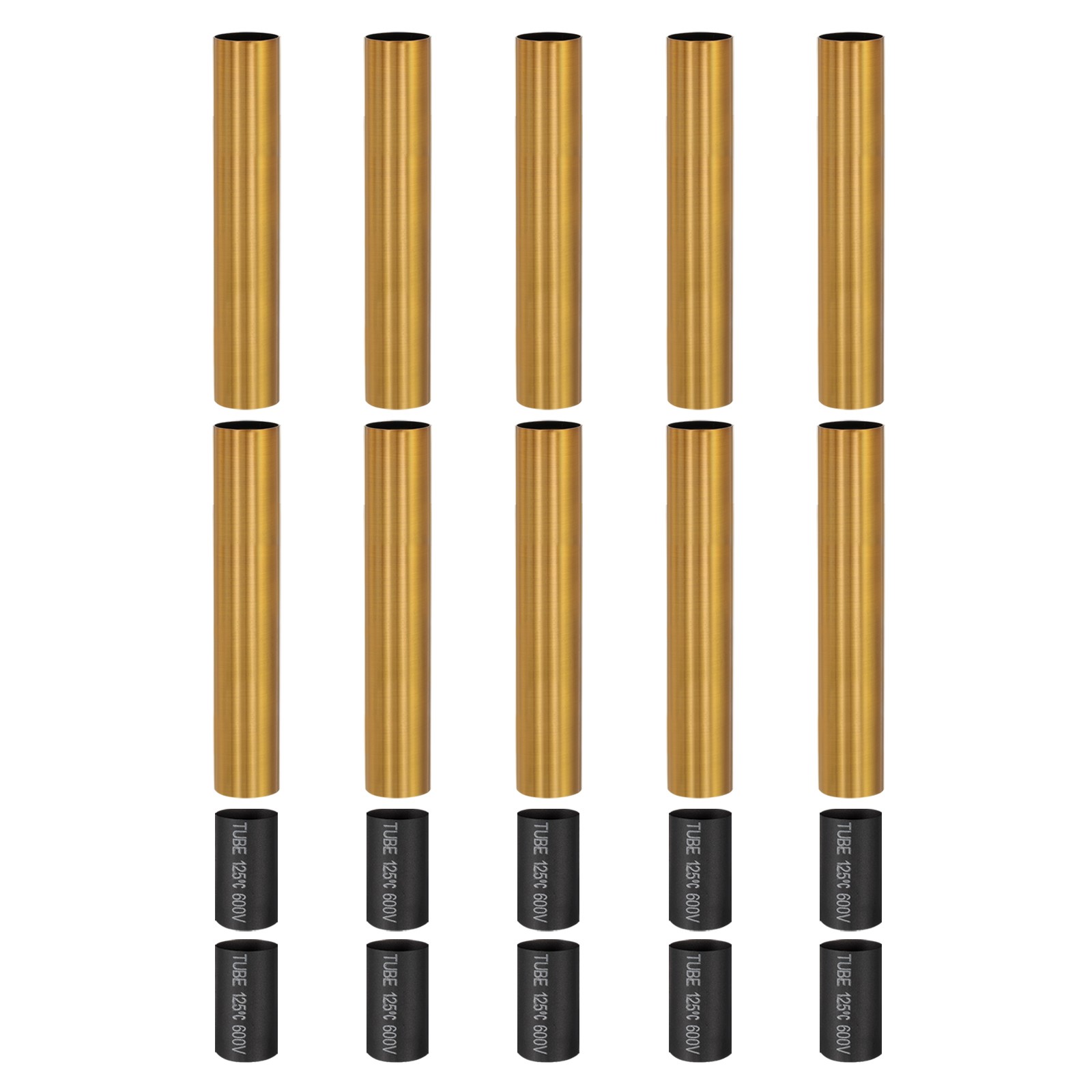 10Pcs 5" Tall Metal E12 Candle Covers Sleeves Gold Bronze