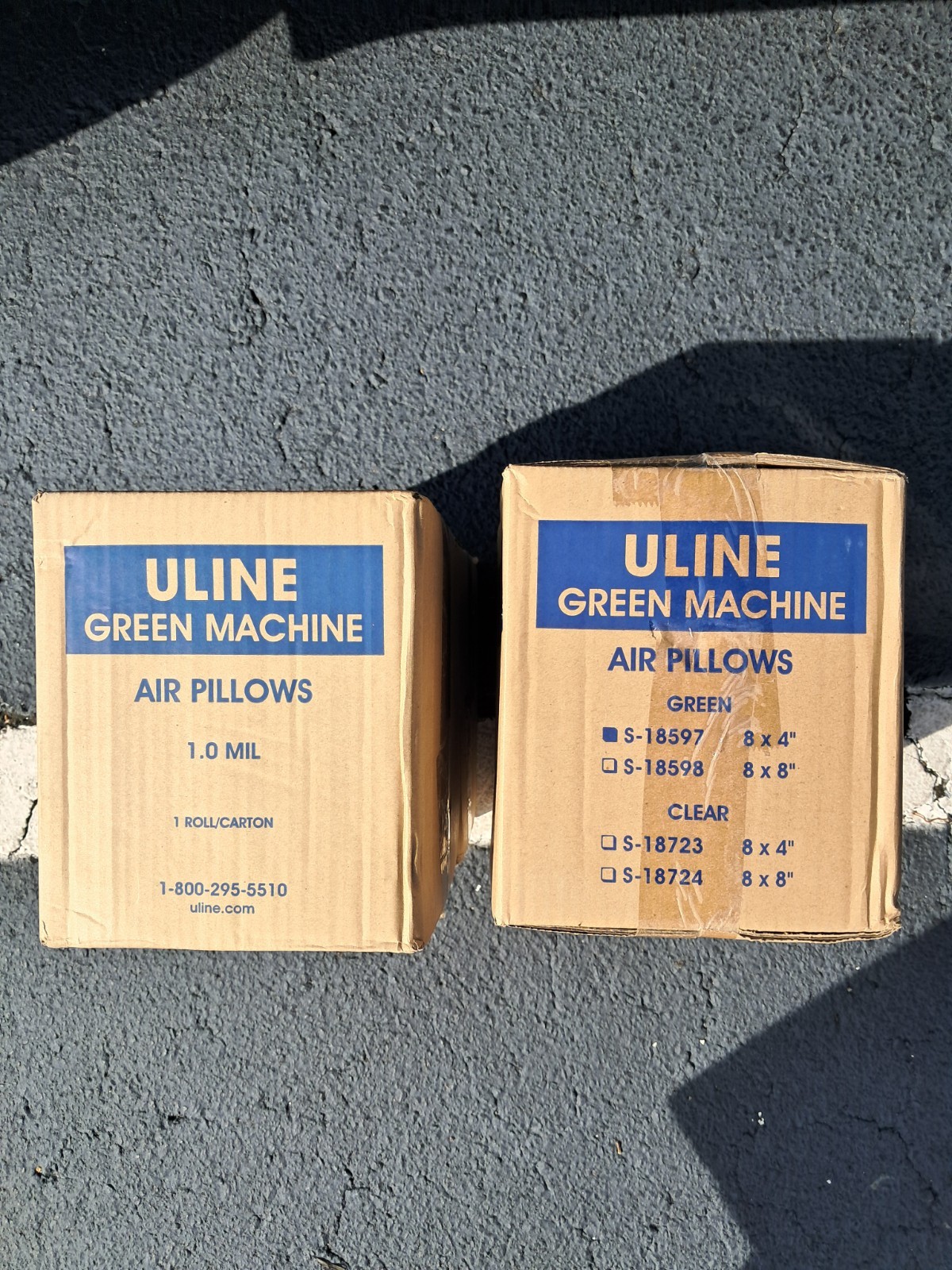 ULine Green Machine Air Pillows 8" x 4" Green 1.0 miL 8" x 1640 Ft. S-18597 New