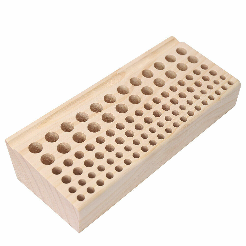98 Holes Leather DIY Craft Wood Tool Holder Rack Wooden Stamp Stand Organizer US