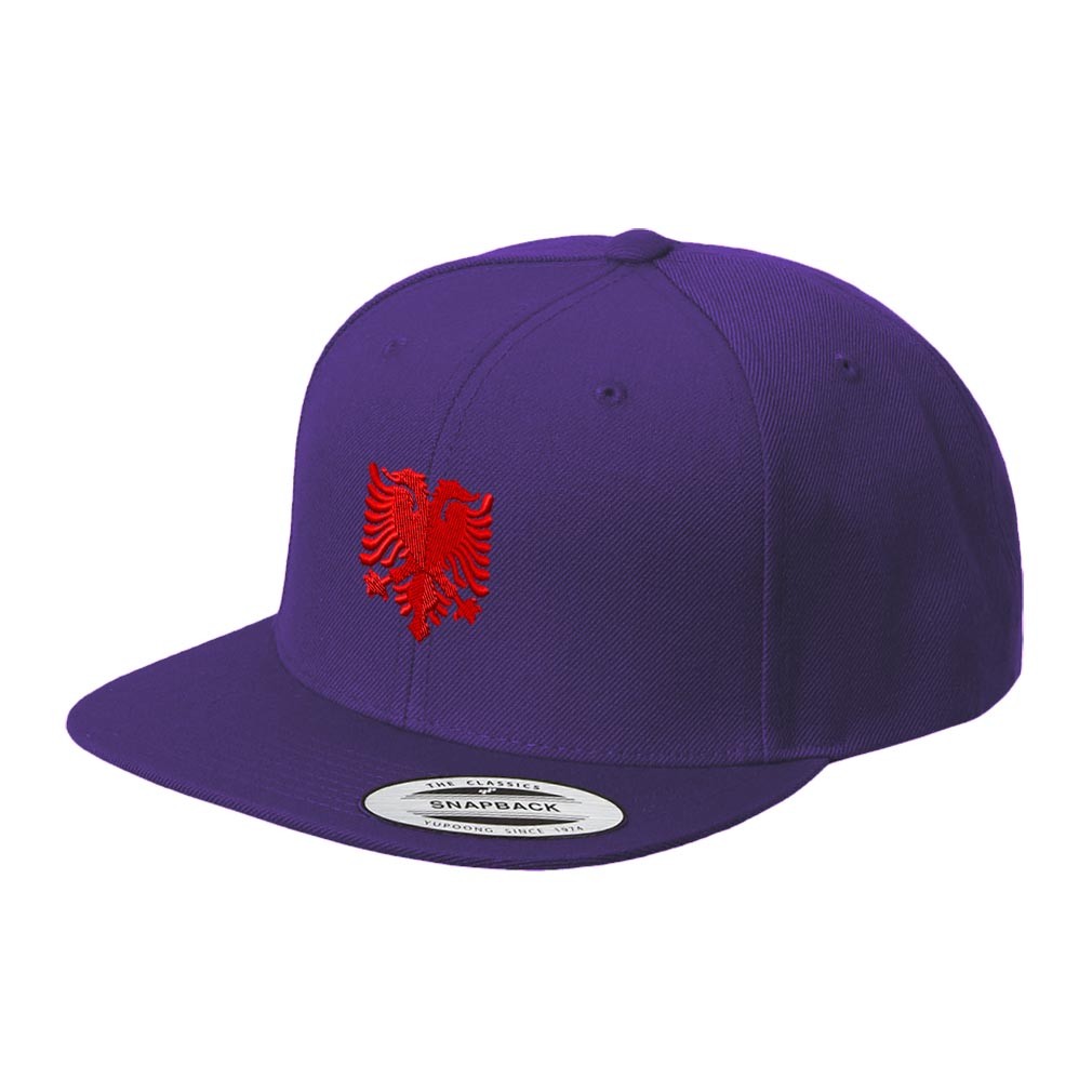 Albanian Eagle Embroidered Flat Visor Snapback Hat