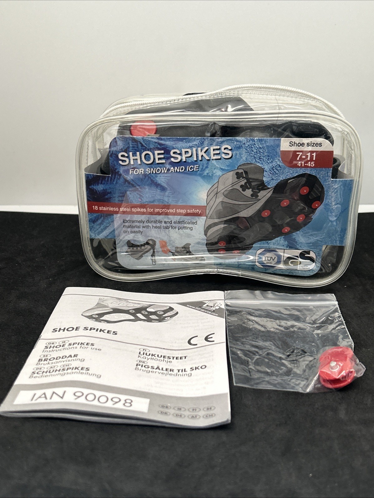 1 Pair Shoe Spikes 18 Stainless Steel Spikes Snow and Ice Size 7-11 41-45 NEW