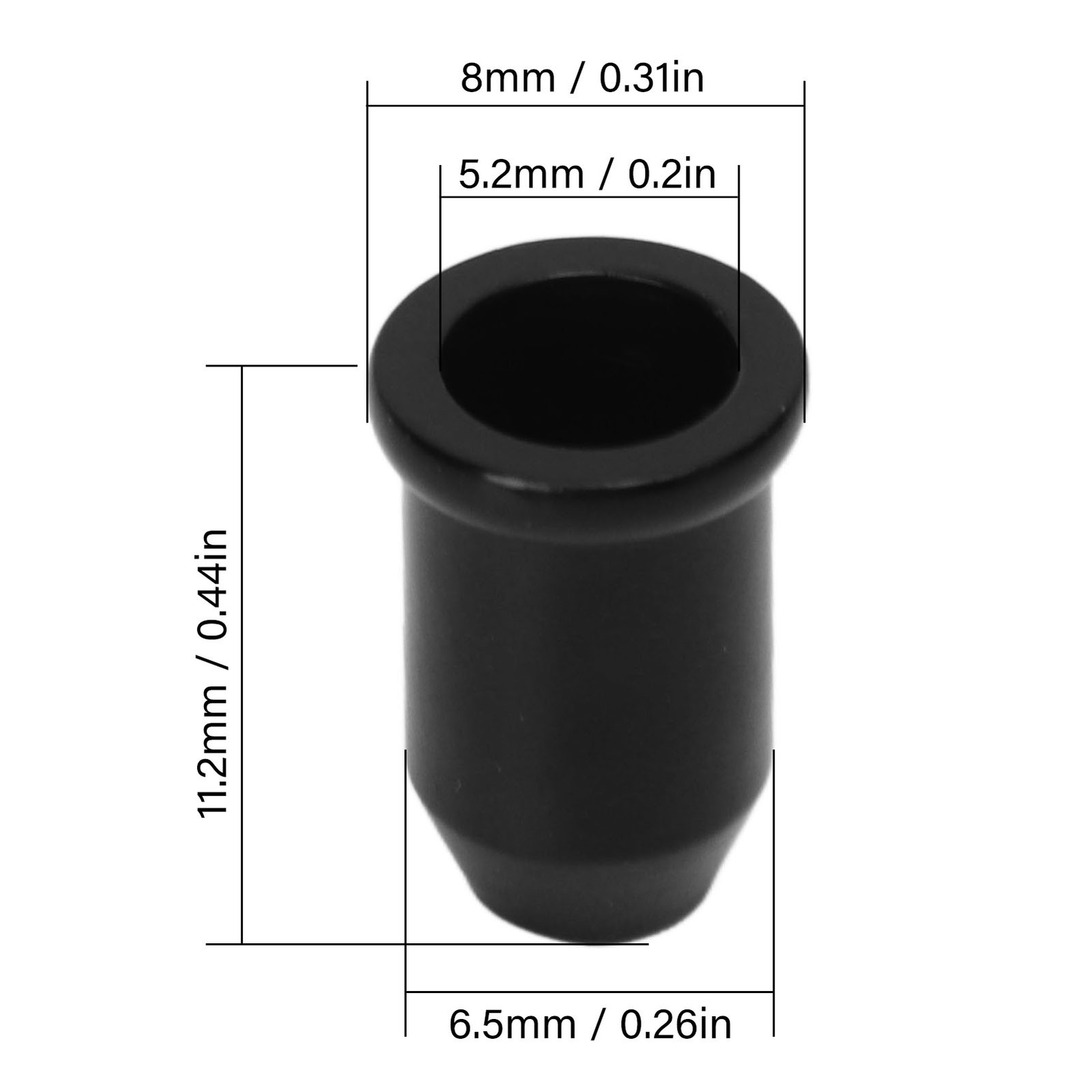 (Black)12x Guitar Ferrules String Cap Mounting Buckle Through Body Bushing ECA