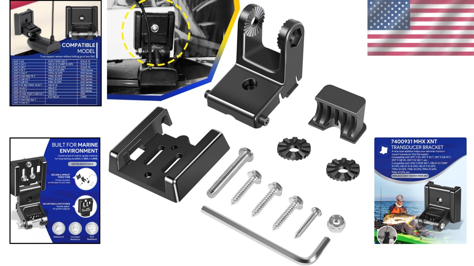 Easy-Install Transducer Bracket for Enhanced Fishing with XNT Series - 0.12 kg