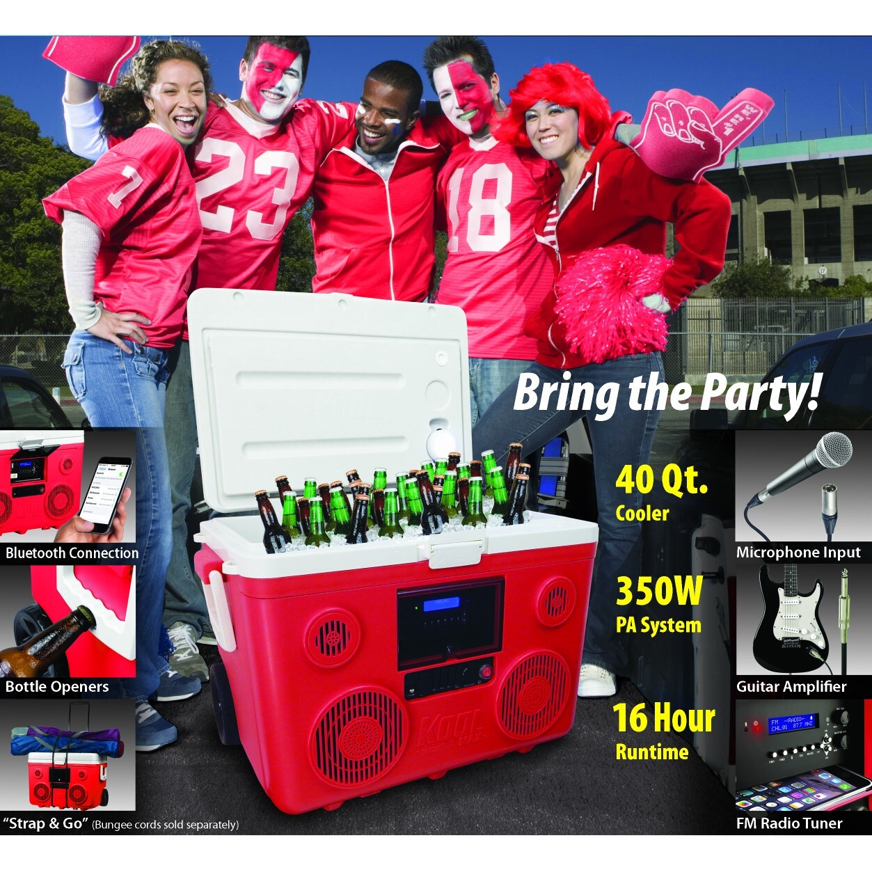 KoolMAX 40 Qt Cooler 350W Audio System Bluetooth Speaker Power Station -Refurber