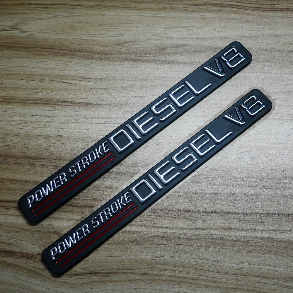 2PC Set Door Emblem For Powerstroke Diesel V8 NamePlate Side Badges
