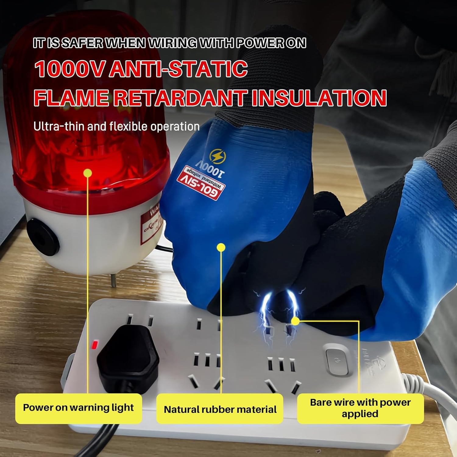 Electrician Gloves 1000V High Voltage,ASTM D120 Certified & Double Insulated