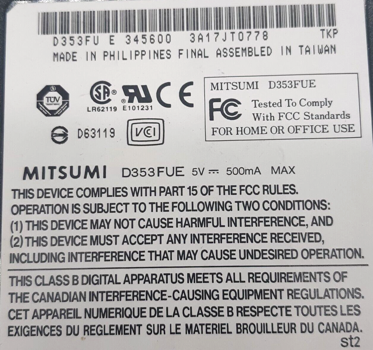 Mitsumi D353FUE External Floppy Drive