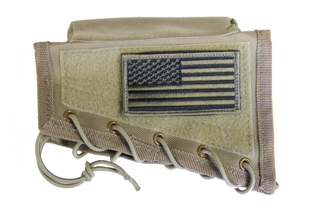Tan Cheek Rest Stock Riser + USA FLAG Patch Fits Mauser K98 98 Mossberg Patriot