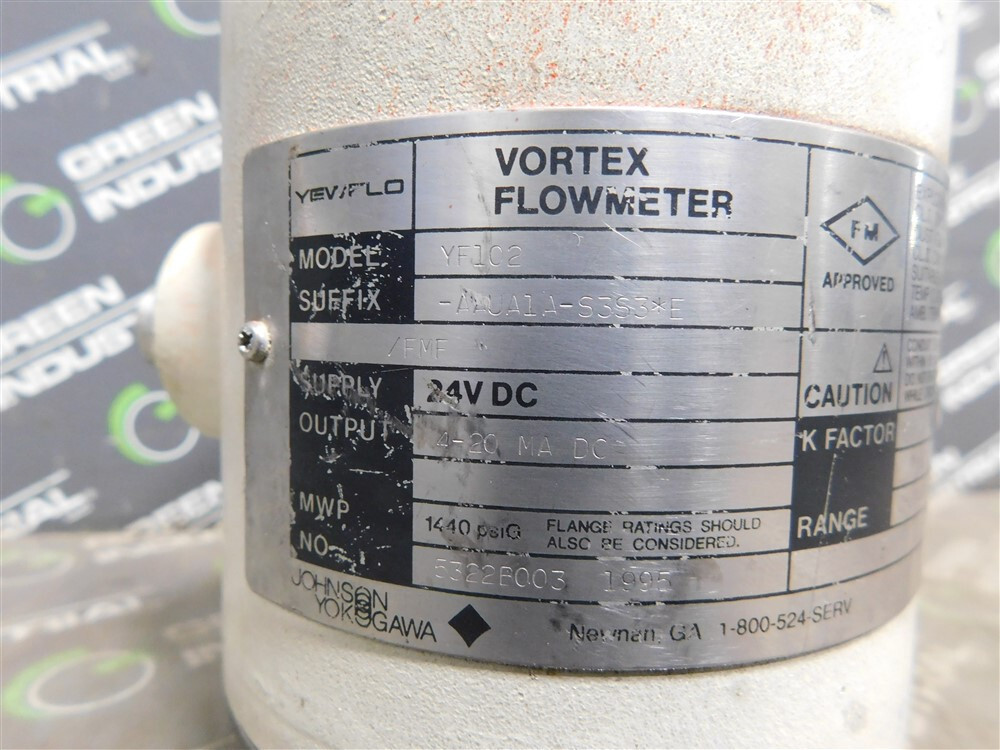 USED Johnson Yokogawa YF102-AAUA1A-S3S3*E/FMF Vortex Flowmeter 24VDC 1440 PSIG