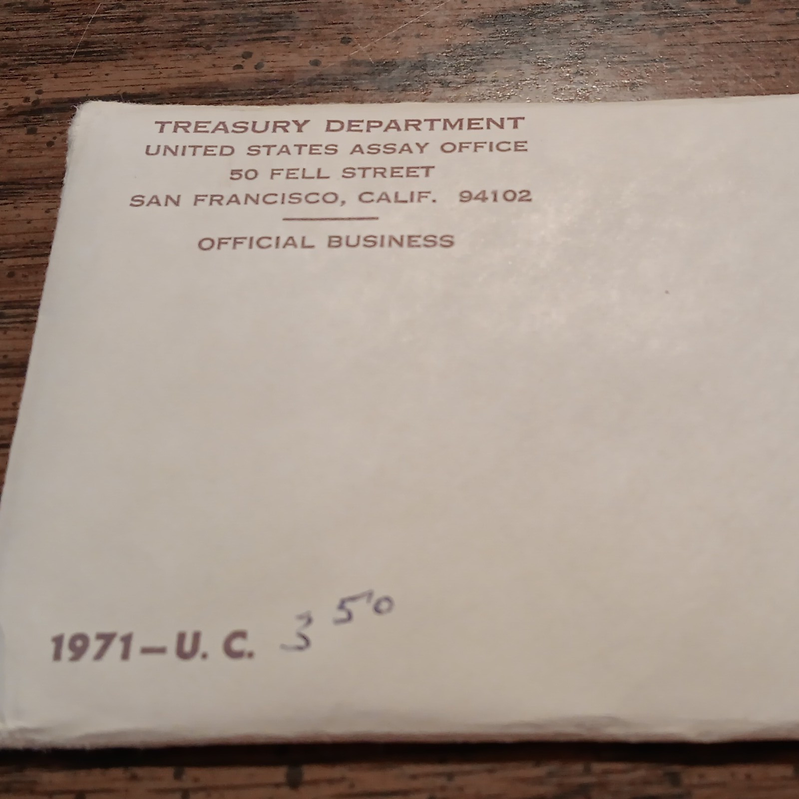 1971 U.S. Mint Uncirculated Business Strike Coin Set Blue & Red Packs Envelope