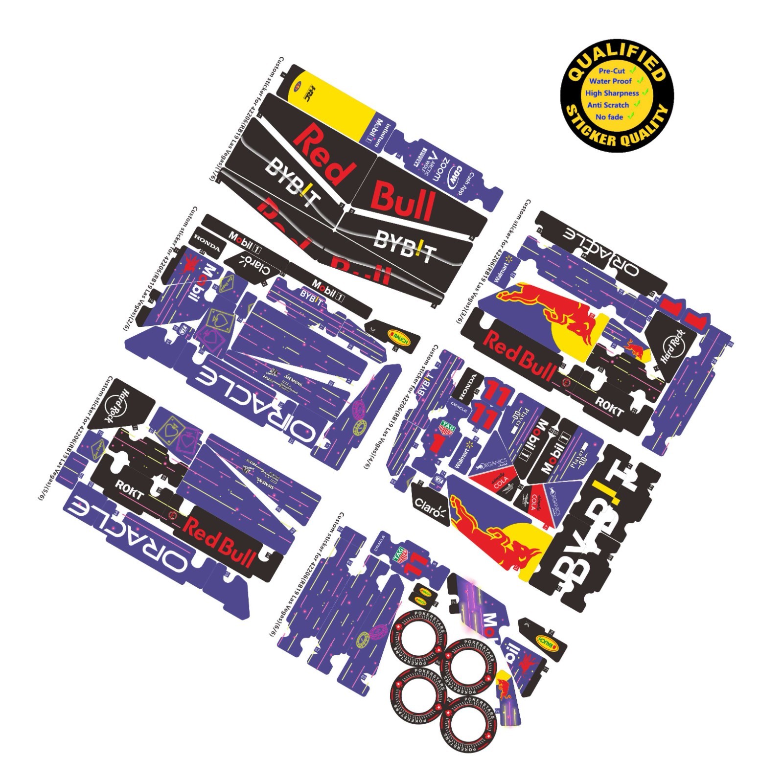 Custom sticker for set 42206 RB19 Special Livery V2, Precut sticker only