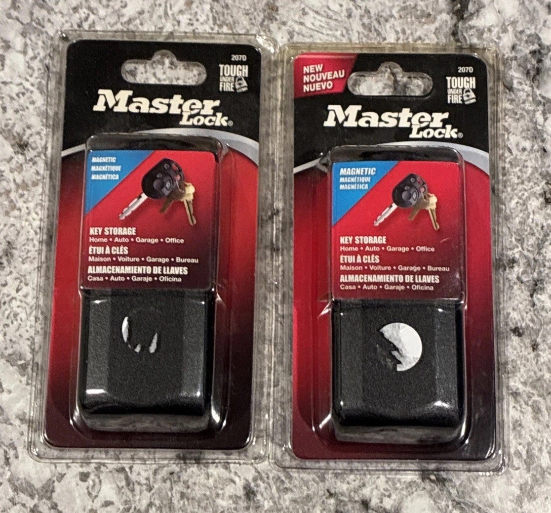 (2) Master Lock LARGE MAGNETIC SPARE KEY HOLDERS Key Storage - 207D - New