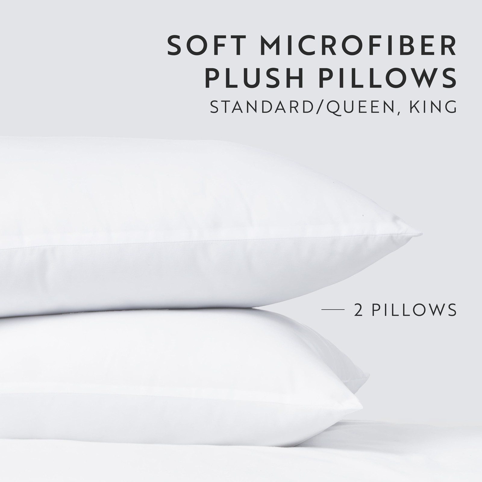 2-Pack Plush Bed Pillows Set Standard/Queen