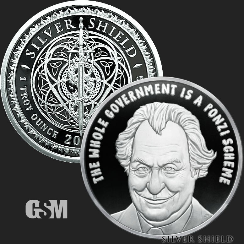 2023 1OZ Bernie Made Off Proof - "665 MINTED" Silver Shield - All Gov't Ponzi