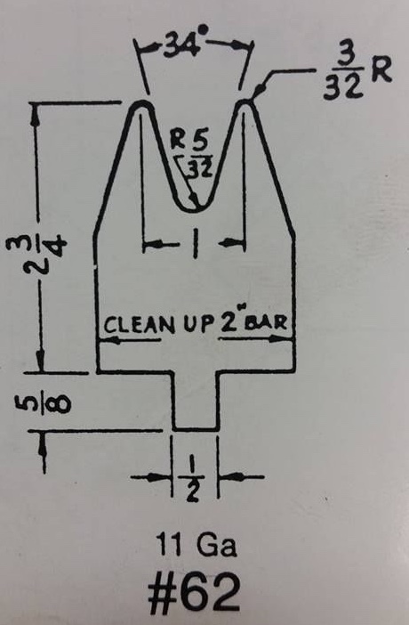 PRESS BRAKE DIE 30 DEGREE FORMING DIE #62 12 INCH