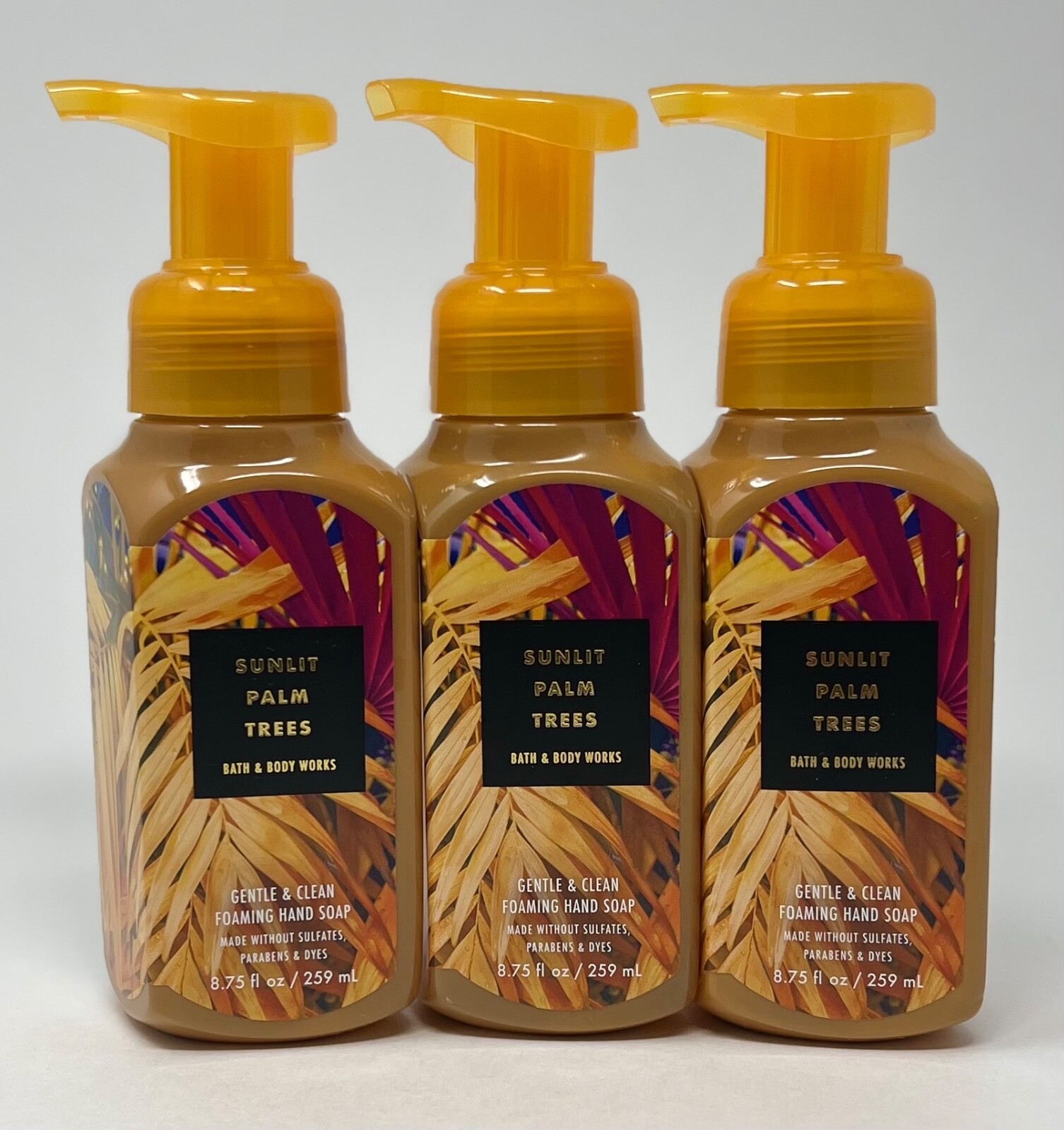 3 BATH & BODY WORKS SUNLIT PALM TREES GENTLE CLEAN FOAMING HAND SOAP WASH PUMP
