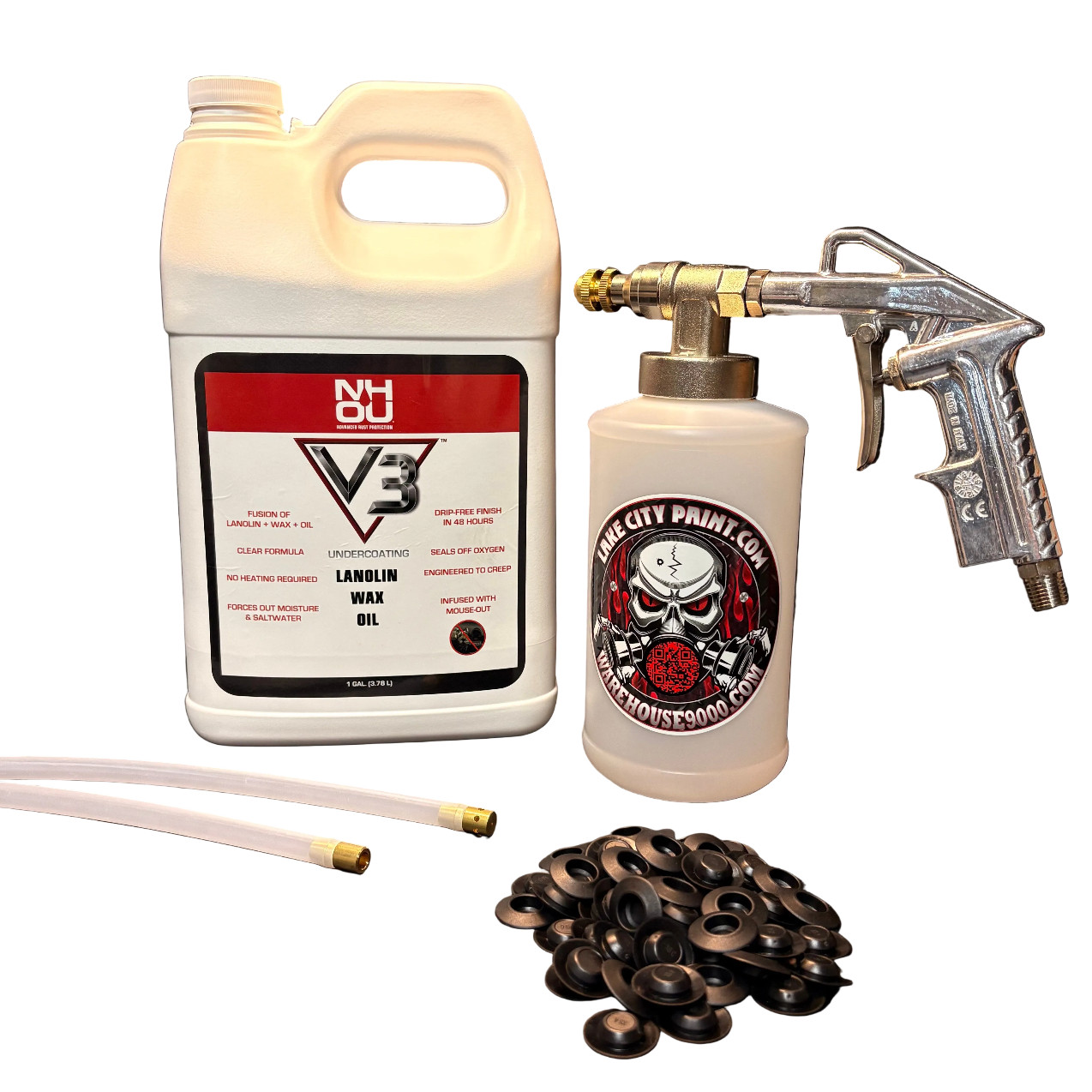 NHOU V3 Clear Pro Undercoating Gun – 2 Wand Kit (1 W Quart Bottle)