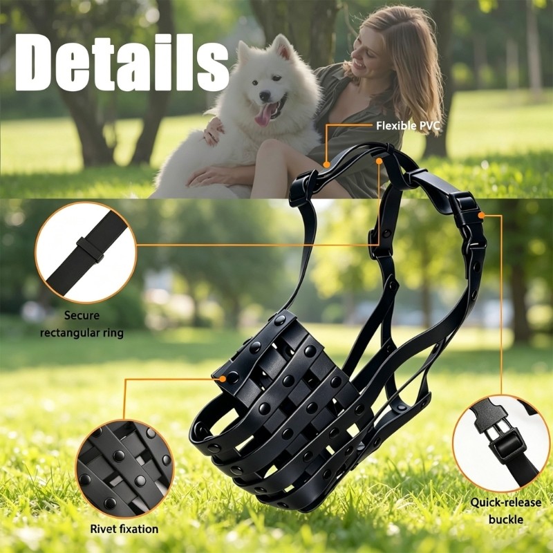 Open Front Design Dog Muzzle with Adjustable Basket Style for Public Handling