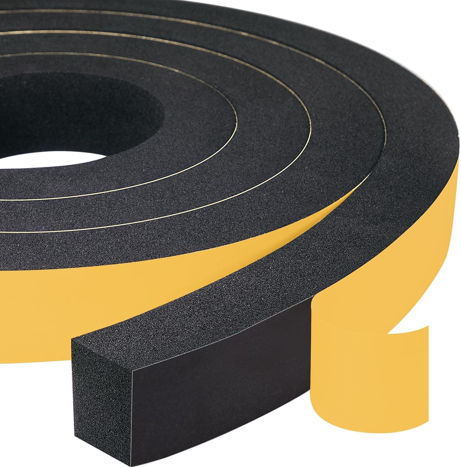 Yotache High Density Adhesive Foam Tape 2 Rolls 1" Wide X 3/4" Thick, Weather St