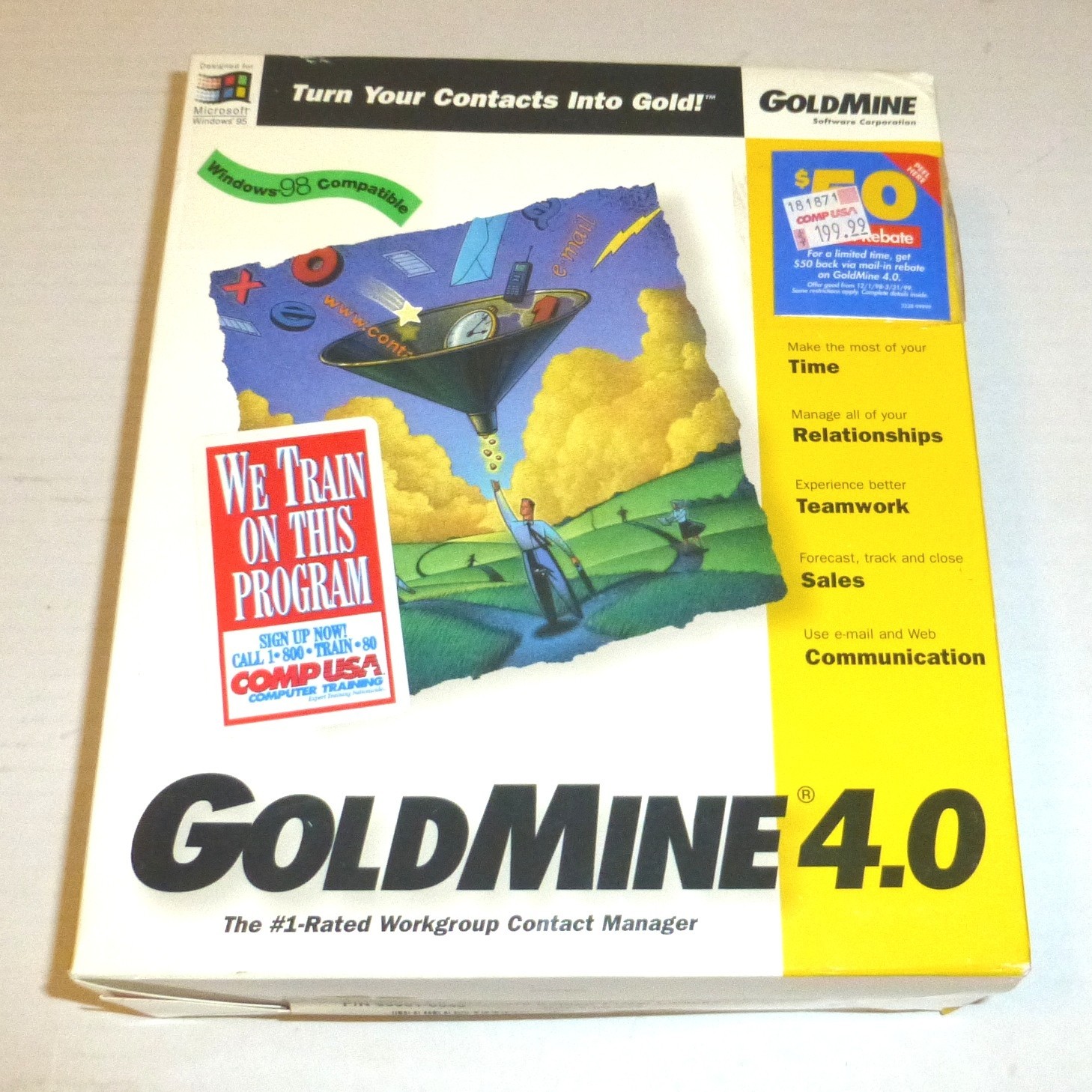 Vintage GoldMine 4.0 Workgroup Contact Manager For Windows 95 Standard Edition