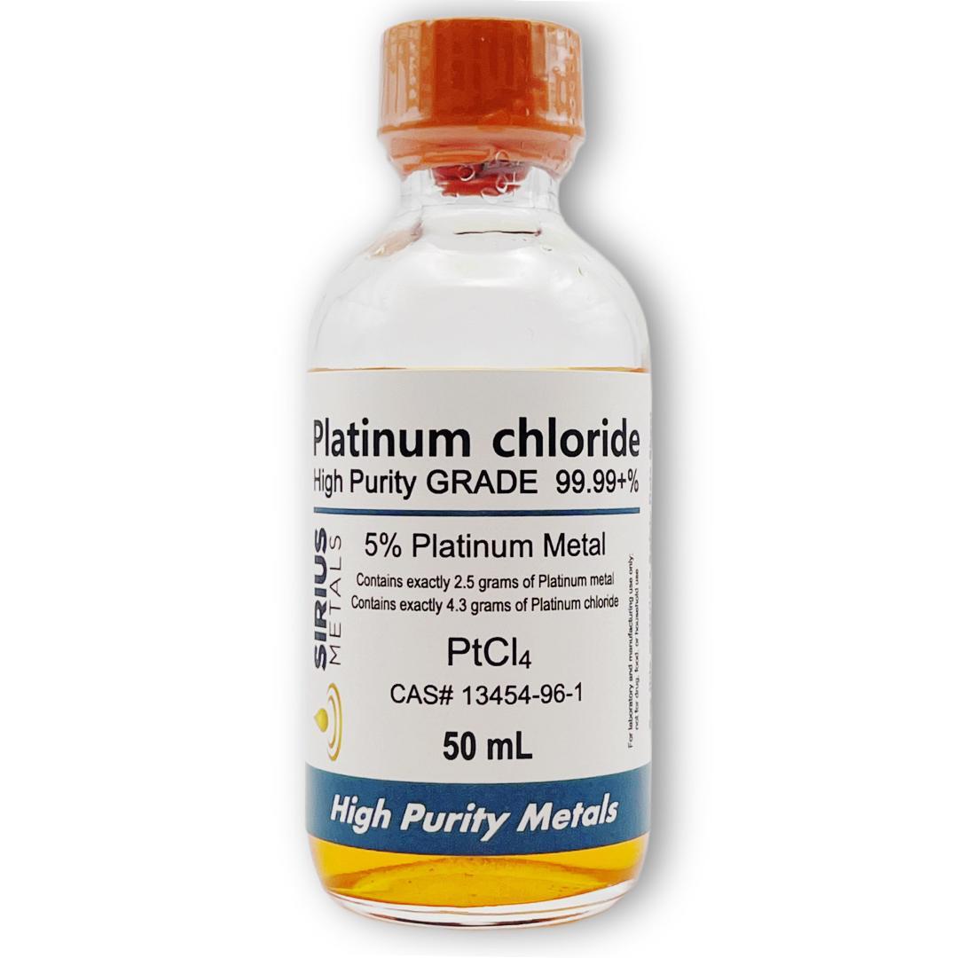 Platinum Chloride Solution - 8.635% (5.0% as 99.99%+ pure Platinum metal) -50 mL