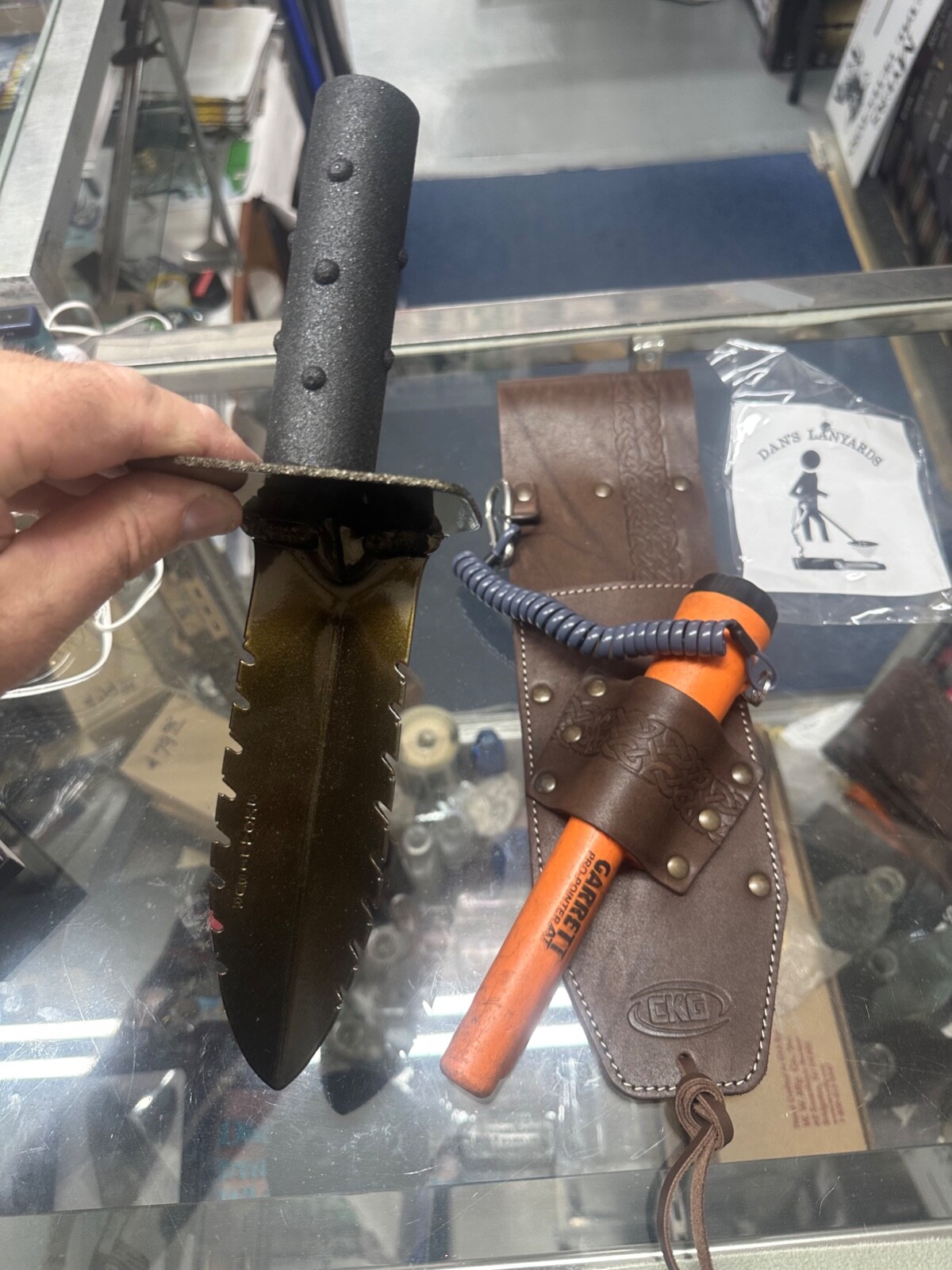 New Excalibur Hand Digger, New Leather Sheath, Used Garrett Propointer