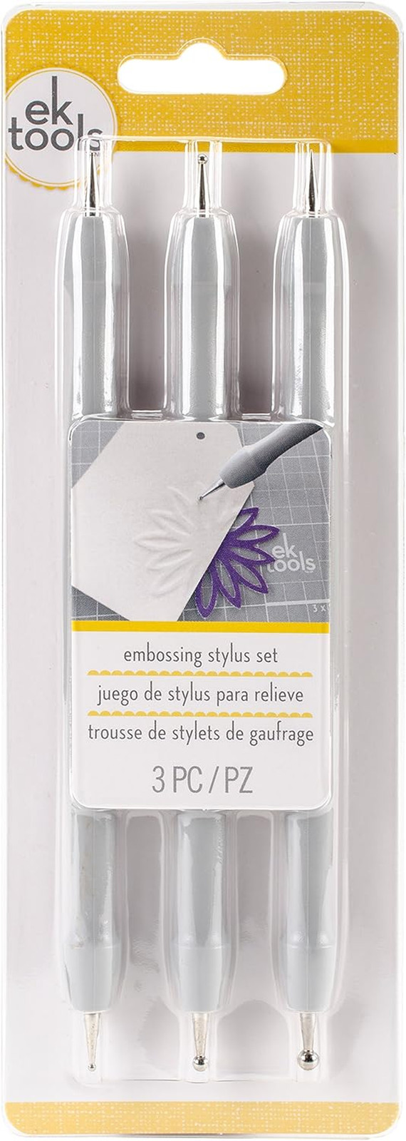 EK Tools Embossing Stylus Set, Includes 3 Stylus Tools, Detail to Decor, Paper C
