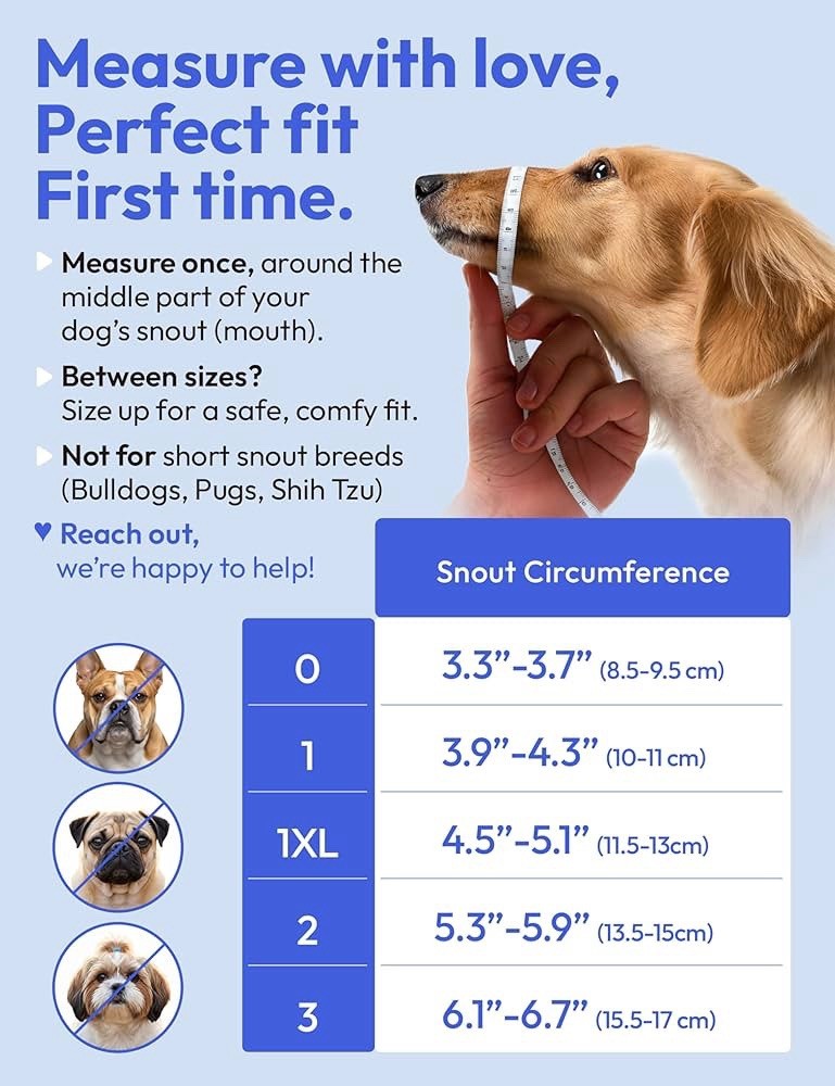 Small Dog Muzzle Grey Blue – Soft Breathable Mesh Adjustable, 4.3” x 0.8”