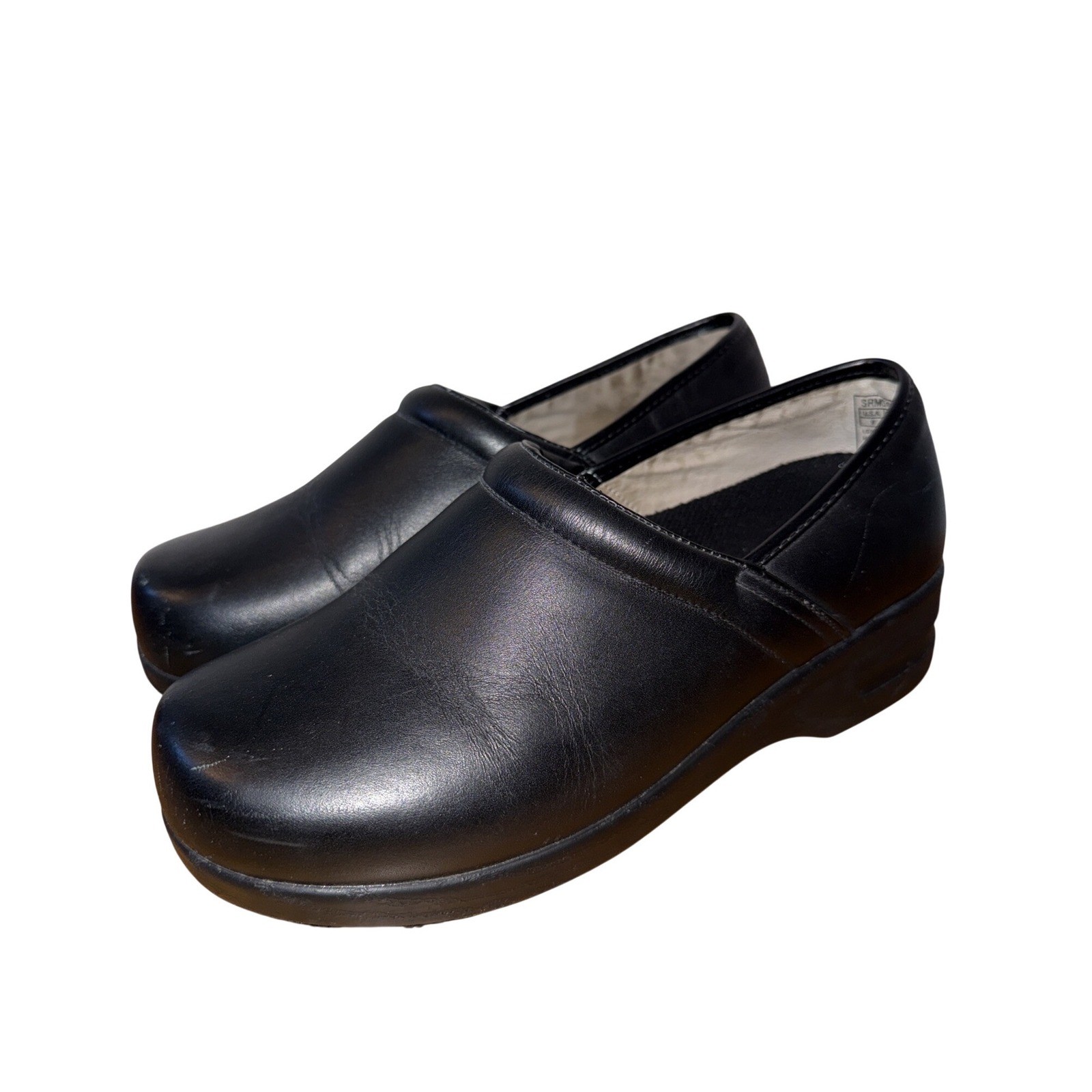 SR Max Geneva SRM340 Womens Black Leather Slip Resistant Clogs Shoes Size 9