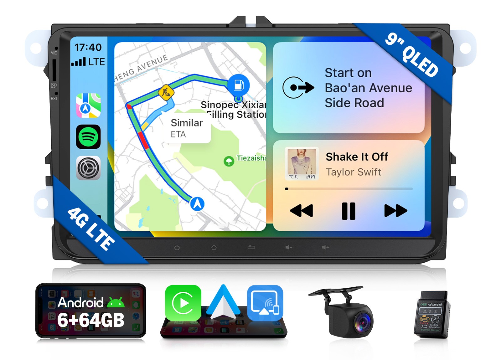 For VW Volkswagen Jetta Passat 9" Android 13 8-Core Car Stereo Radio CarPlay GPS