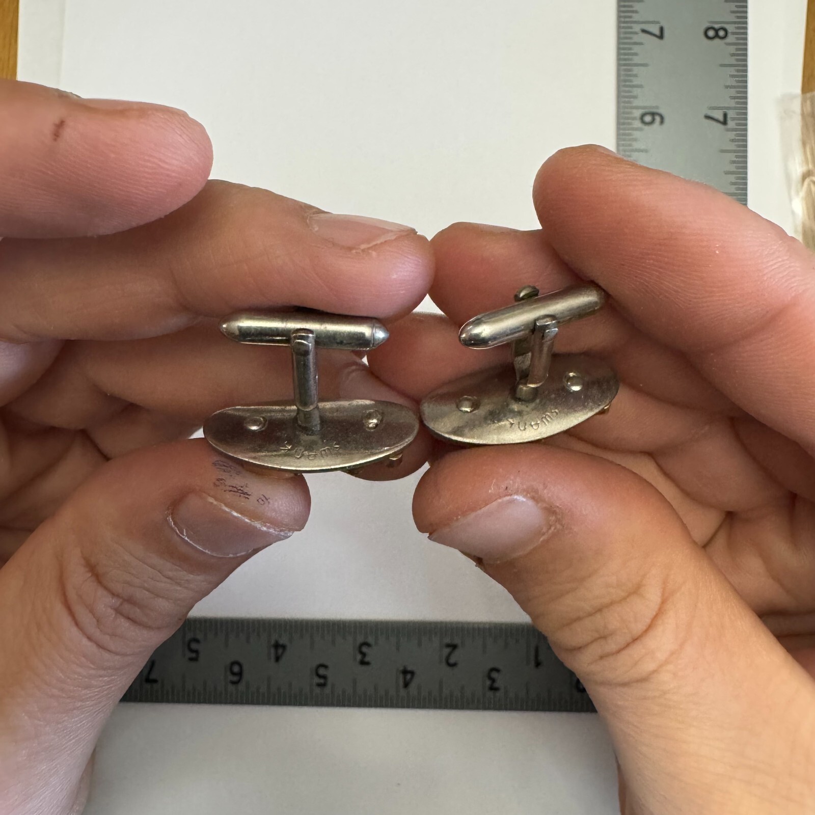 Silver and Gold Tone Cuff Link Tie Clip Set "Bill"