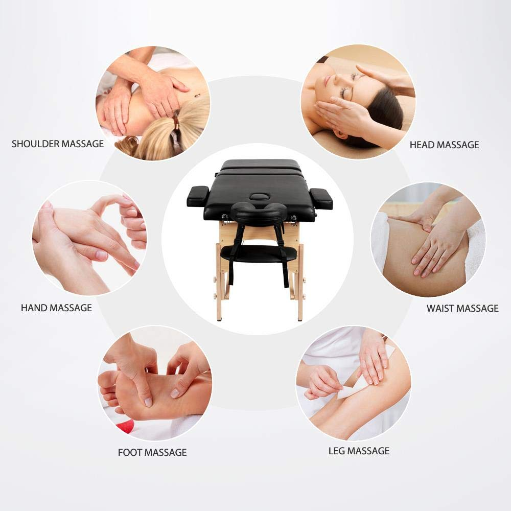 Massage Table Portable Adjustable Massage Bed Foldable Massage Therapy Table 3 F
