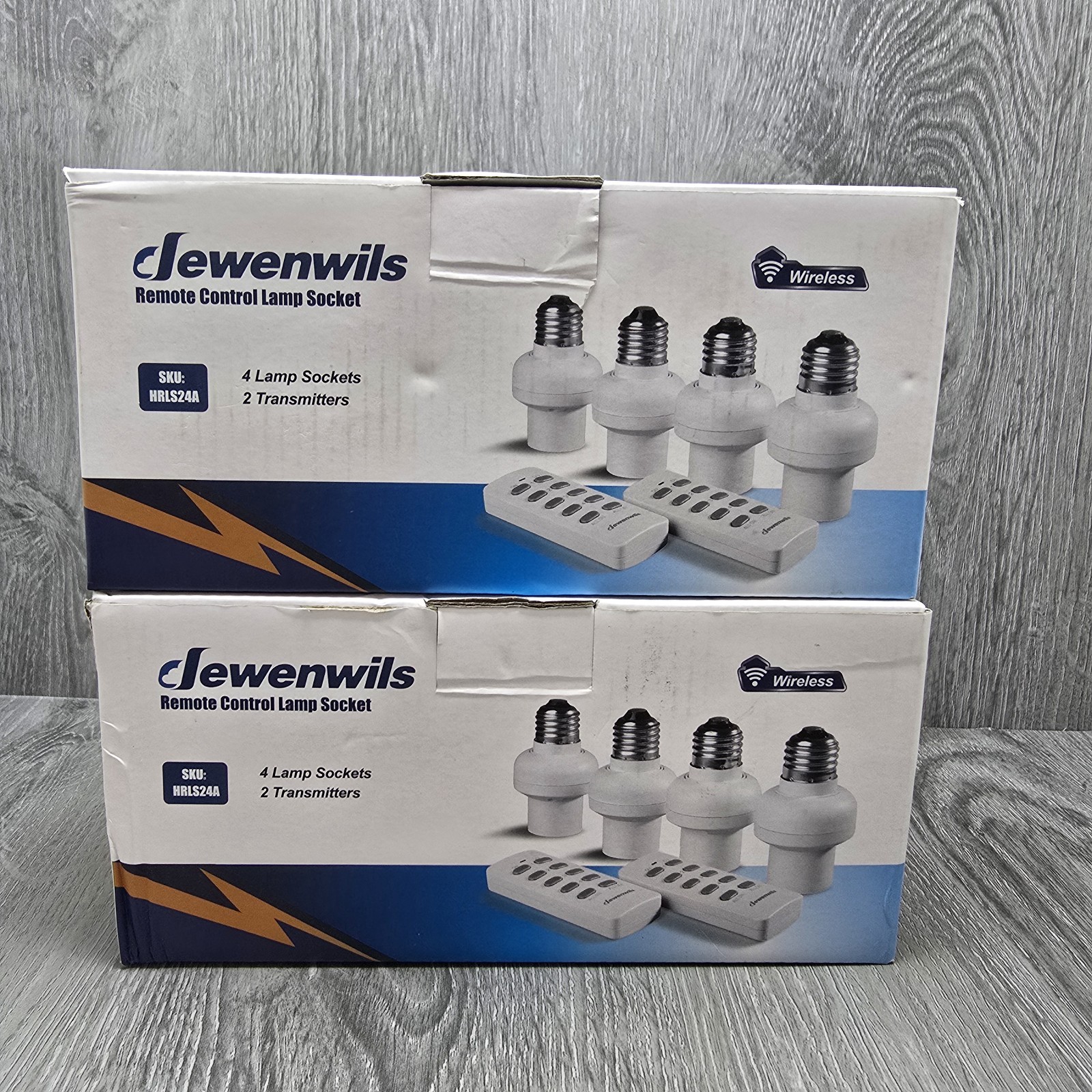 2 Packs of 4 Wireless Remote Control Light Sockets for Lightbulbs, Lamps - NEW