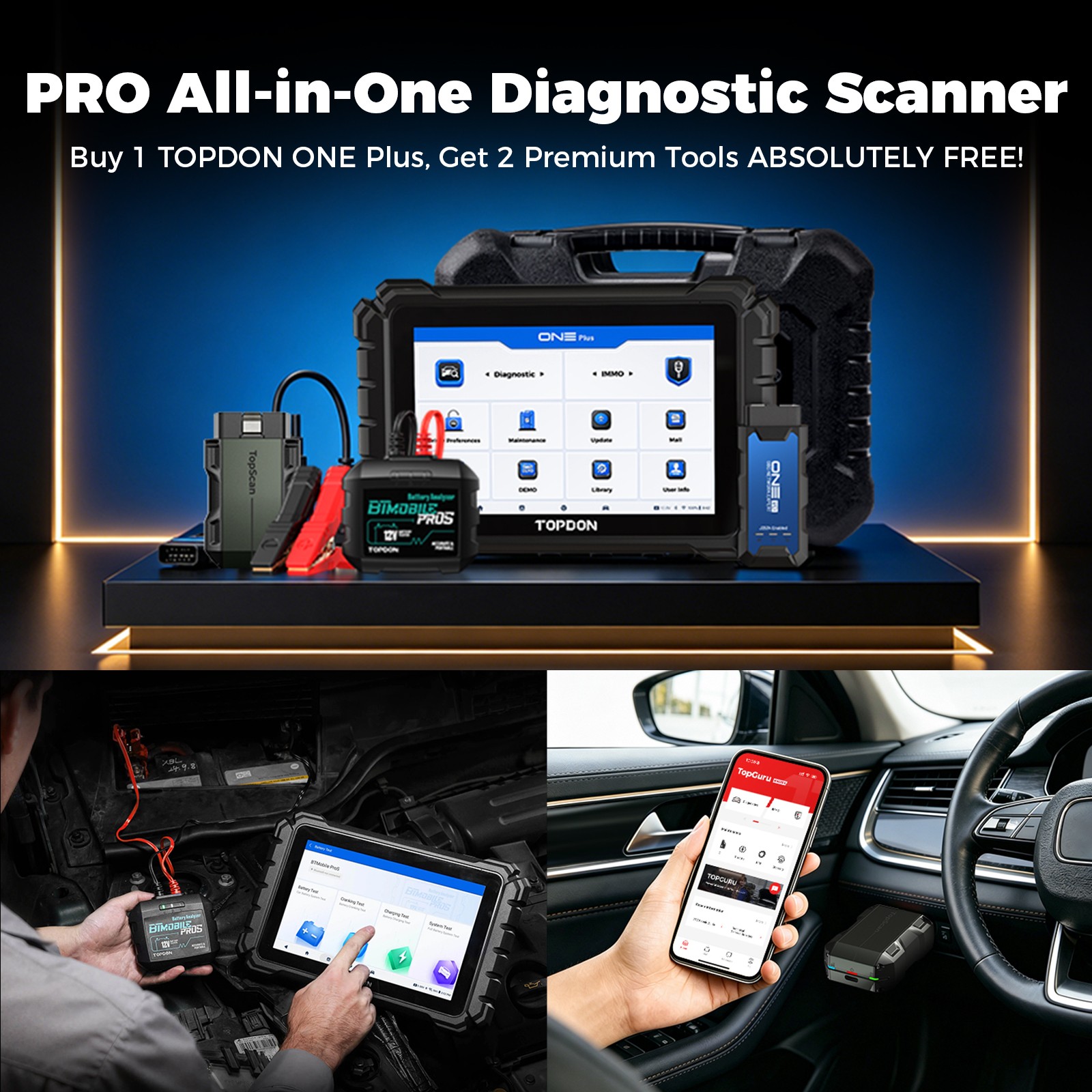 TOPDON ONE Plus J2534 OBD2 Scanner ECU Programming Auto Diagnostic Tool +2 Gifts